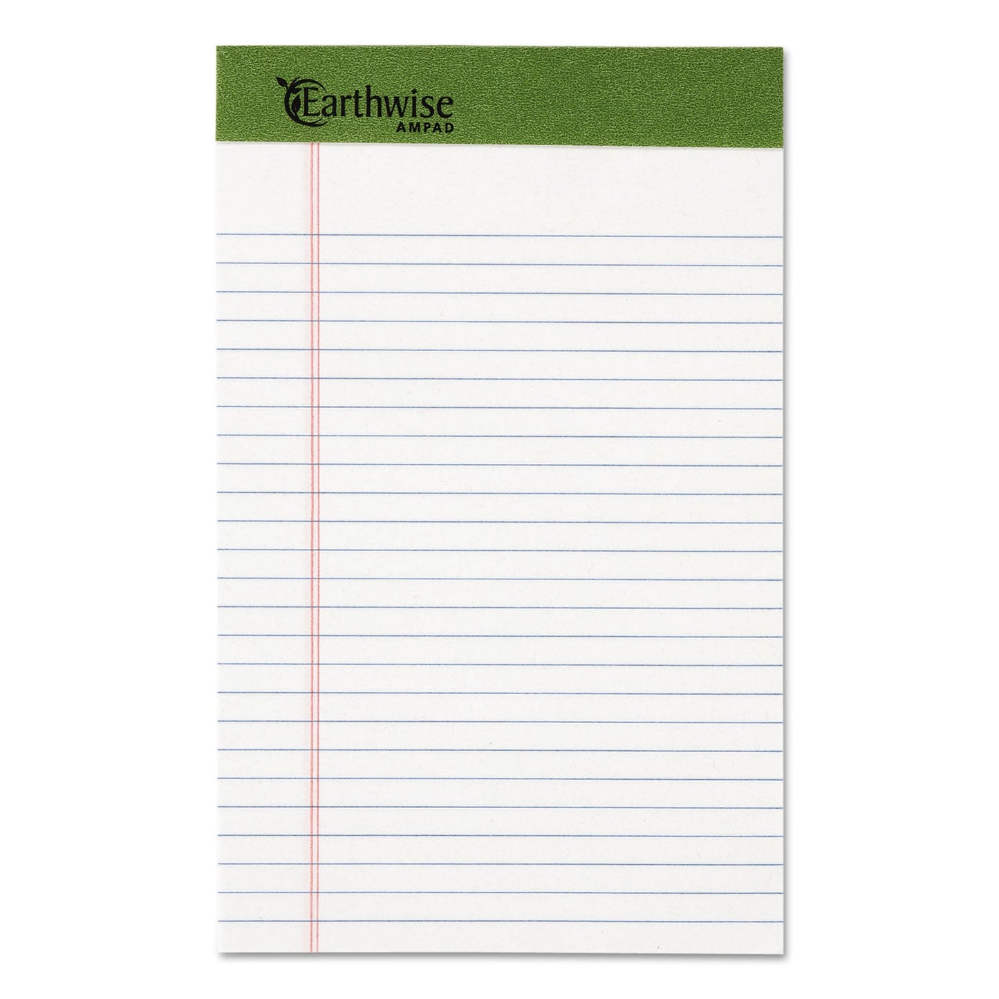 Ampad Earthwise by Ampad Recycled Writing Pad, Narrow Rule, Politex Green Headband, 50 White 5 x 8 Sheets, Dozen