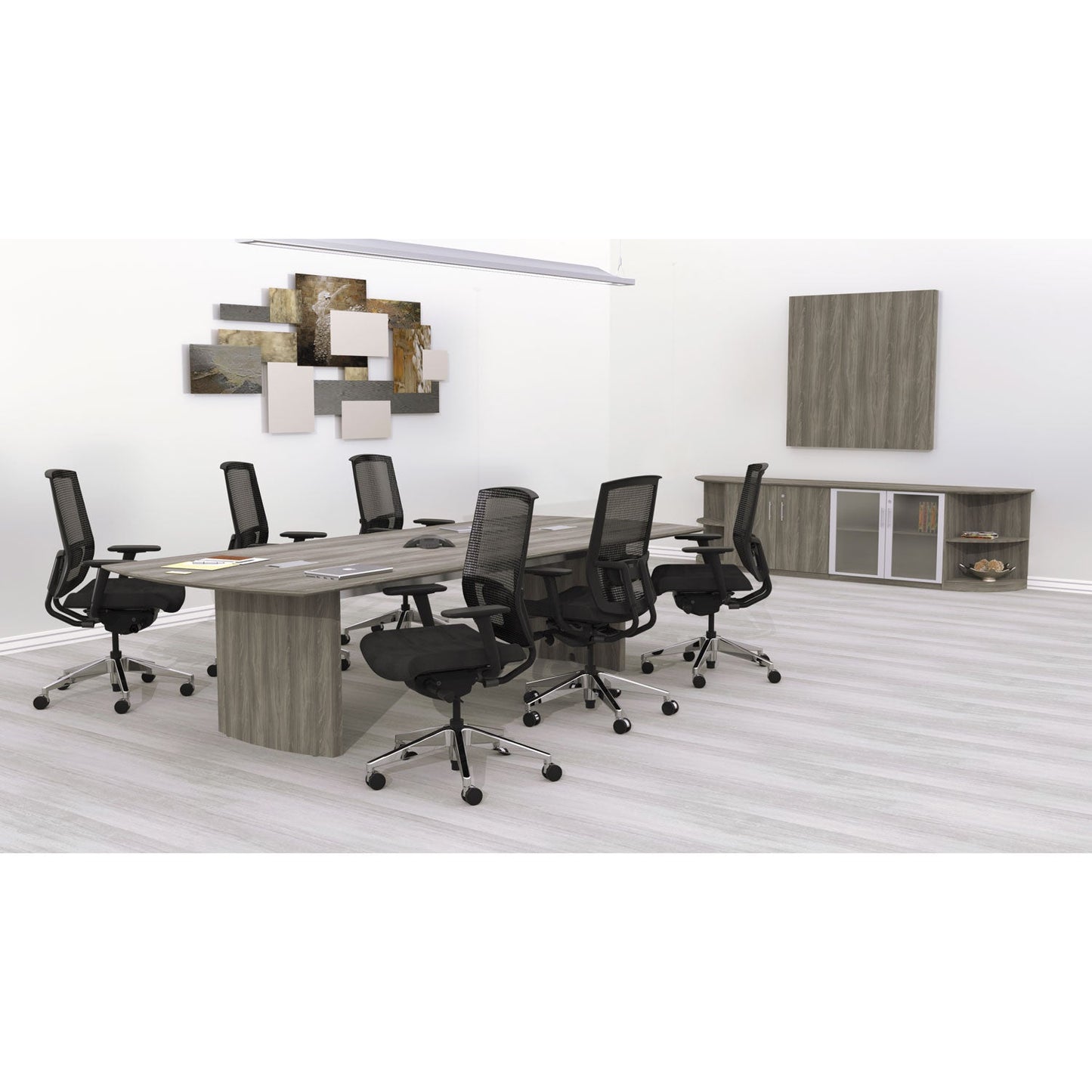 Safco Medina Conference Table Top, Half-Section, Boat, 72w x 48d, Gray Steel