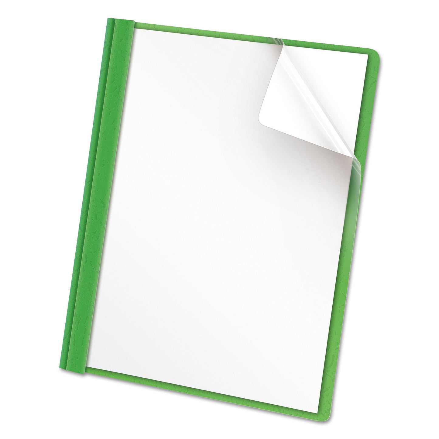 Universal Clear Front Report Cover, Prong Fastener, 0.5" Capacity, 8.5 x 11, Clear/Green, 25/Box