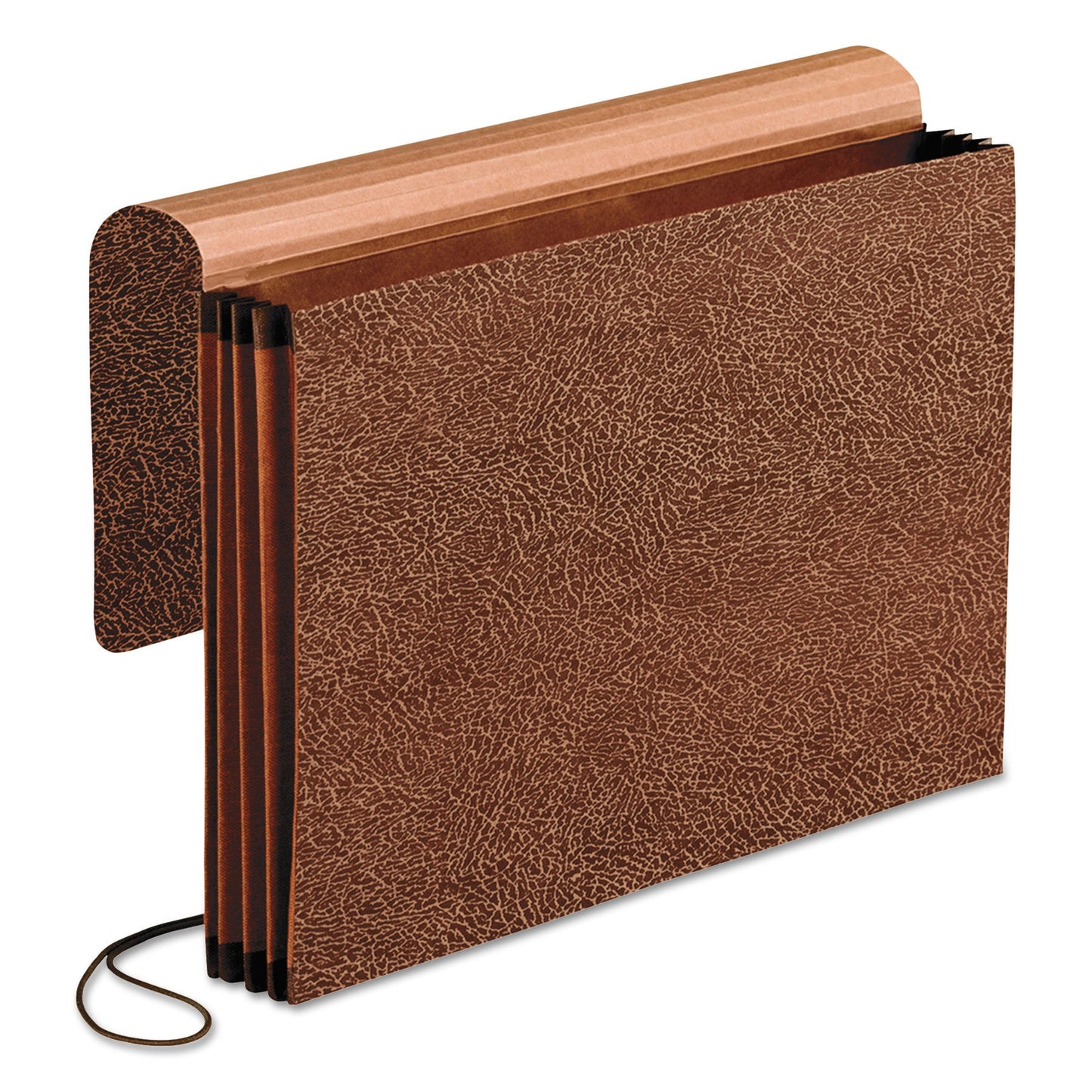 Pendaflex Premium Reinforced Expanding Wallet, 3.5" Expansion, 1 Section, Elastic Cord Closure, Legal Size, Red Fiber
