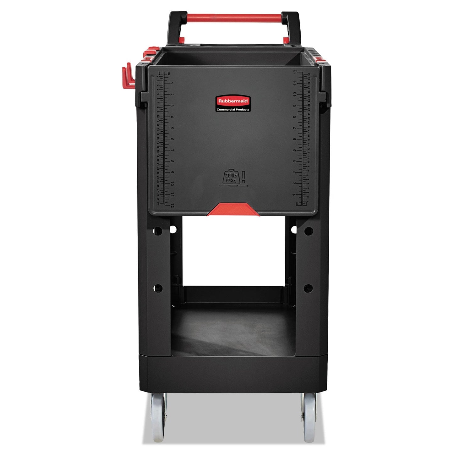 Rubbermaid Heavy Duty Adaptable Utility Cart, Plastic, 2 Shelves, 500 lb Capacity, 17.8" x 46.2" x 36", Black