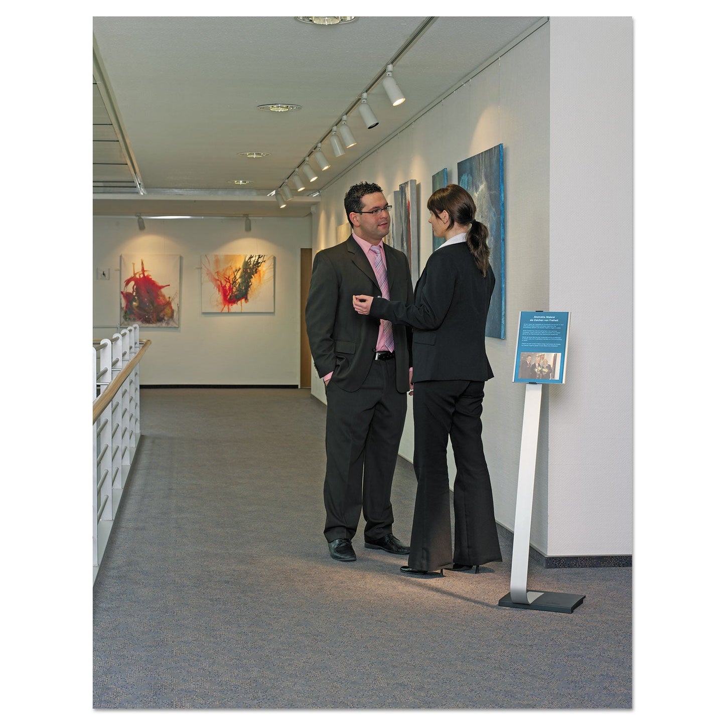 Durable Info Sign Duo Floor Stand, Letter-Size Inserts, 15 x 46.5, Clear