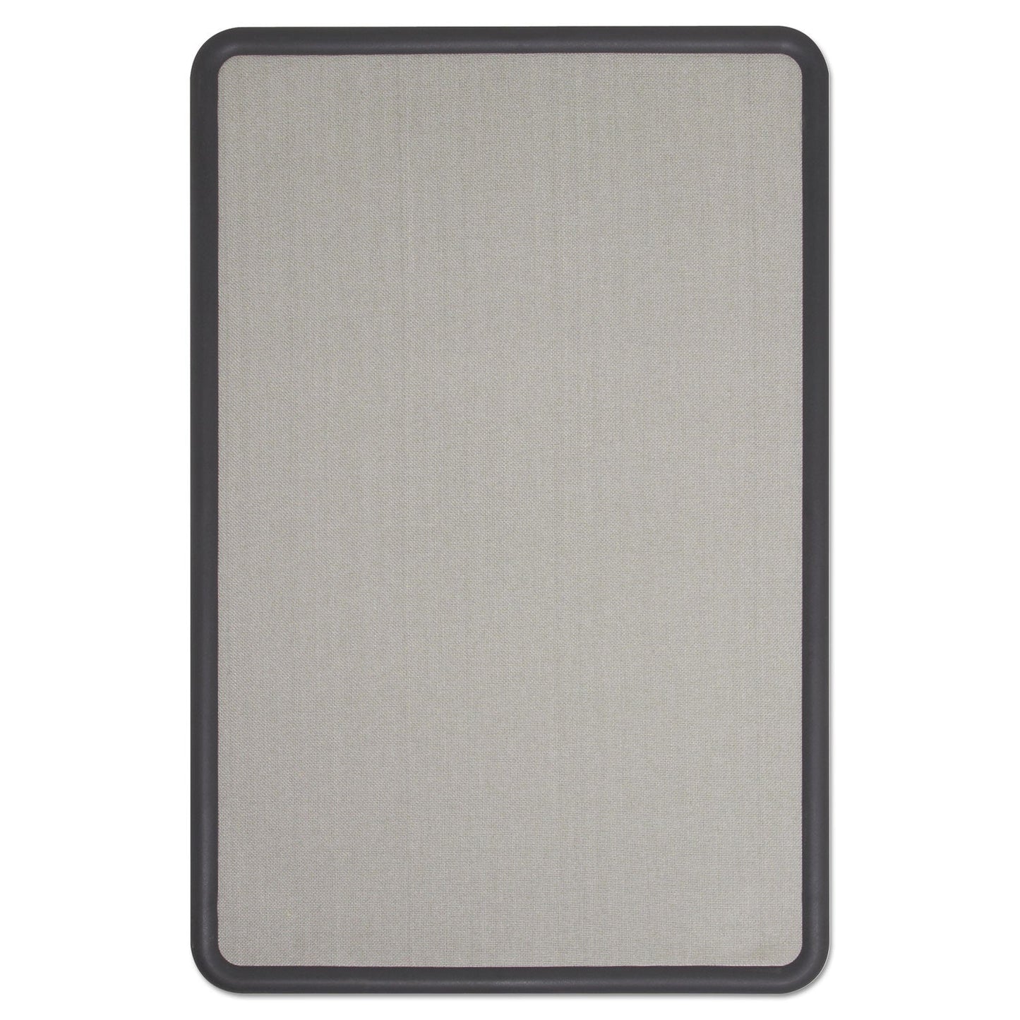 Quartet Contour Fabric Bulletin Board, 36 x 24, Gray Surface, Black Plastic Frame