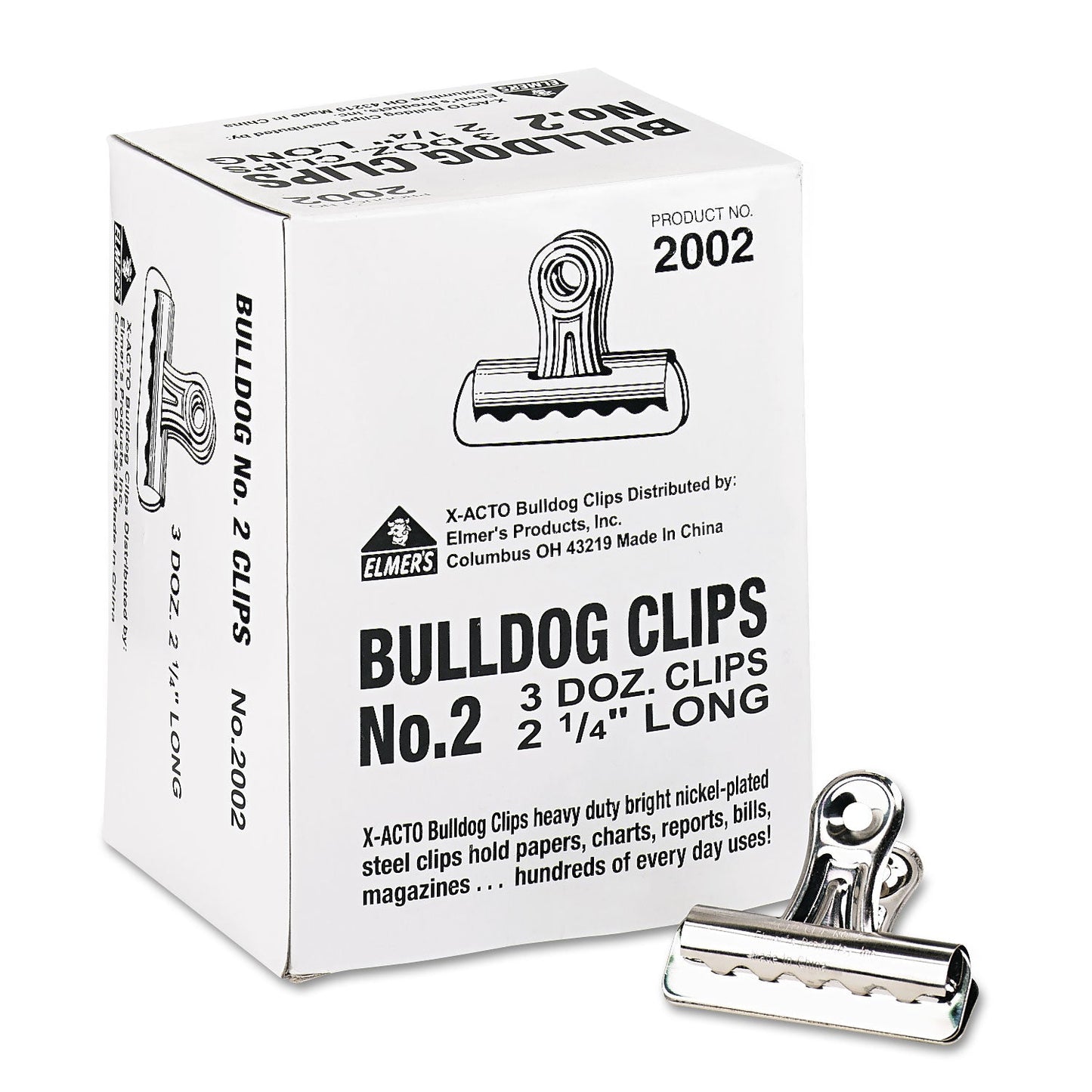 X-ACTO Bulldog Clips, Medium, Nickel, 36/Box