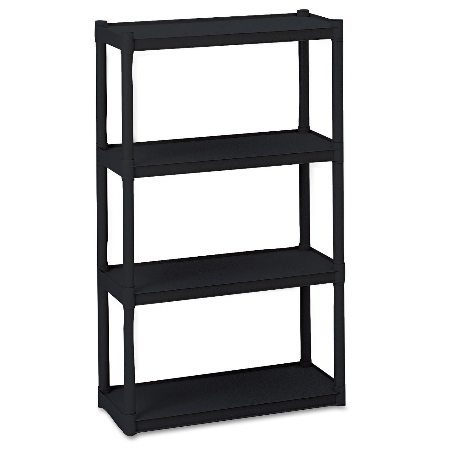 Iceberg Rough n Ready Open Storage System, Four-Shelf, Injection-Molded Polypropylene, 32w x 13d x 54h, Black