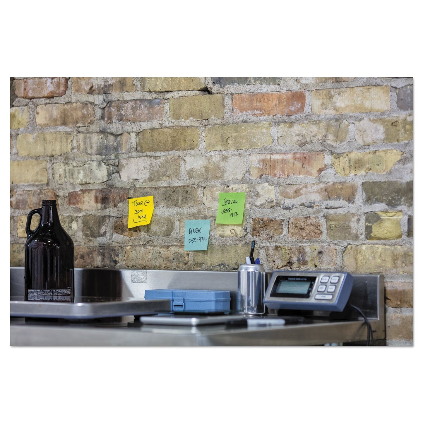 Post-it Water-Resistant Self-Stick Notes, 3" x 3", Assorted Colors, 45 Sheets/Pad, 3 Pads/Pack