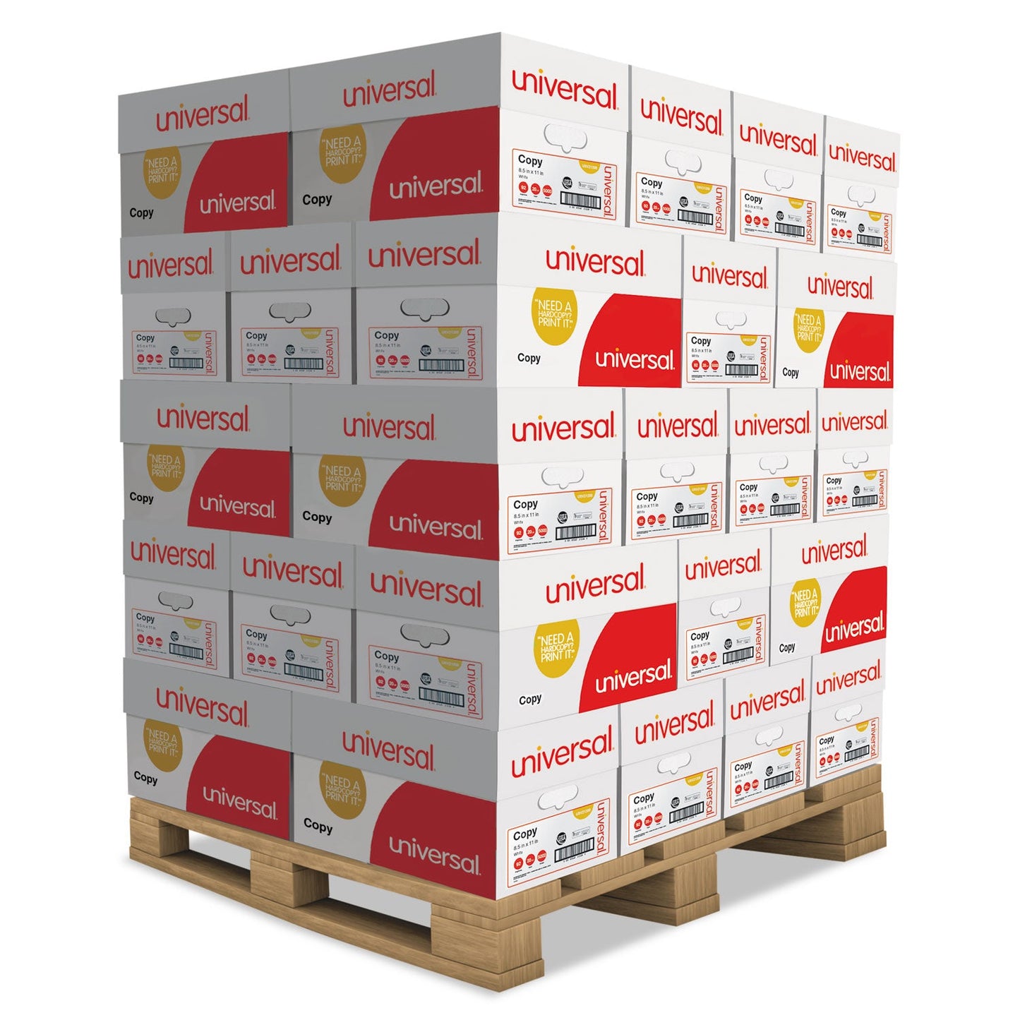Universal Copy Paper, 92 Bright, 20 lb Bond Weight, 8.5 x 11, White, 500 Sheets/Ream, 10 Reams/Carton, 40 Cartons/Pallet