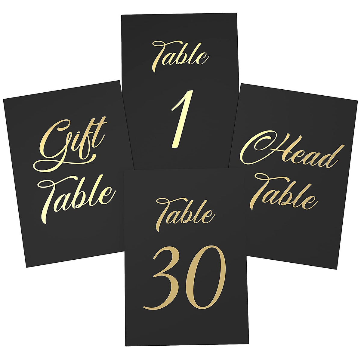 Black Table Numbers 1 30 for Wedding Reception with Gold Foil Table Number Cards 4x6 with Head & Gift Table Restaurant Table Numbers Wedding Numbers for Tables Card Stock Wedding Table Numbers