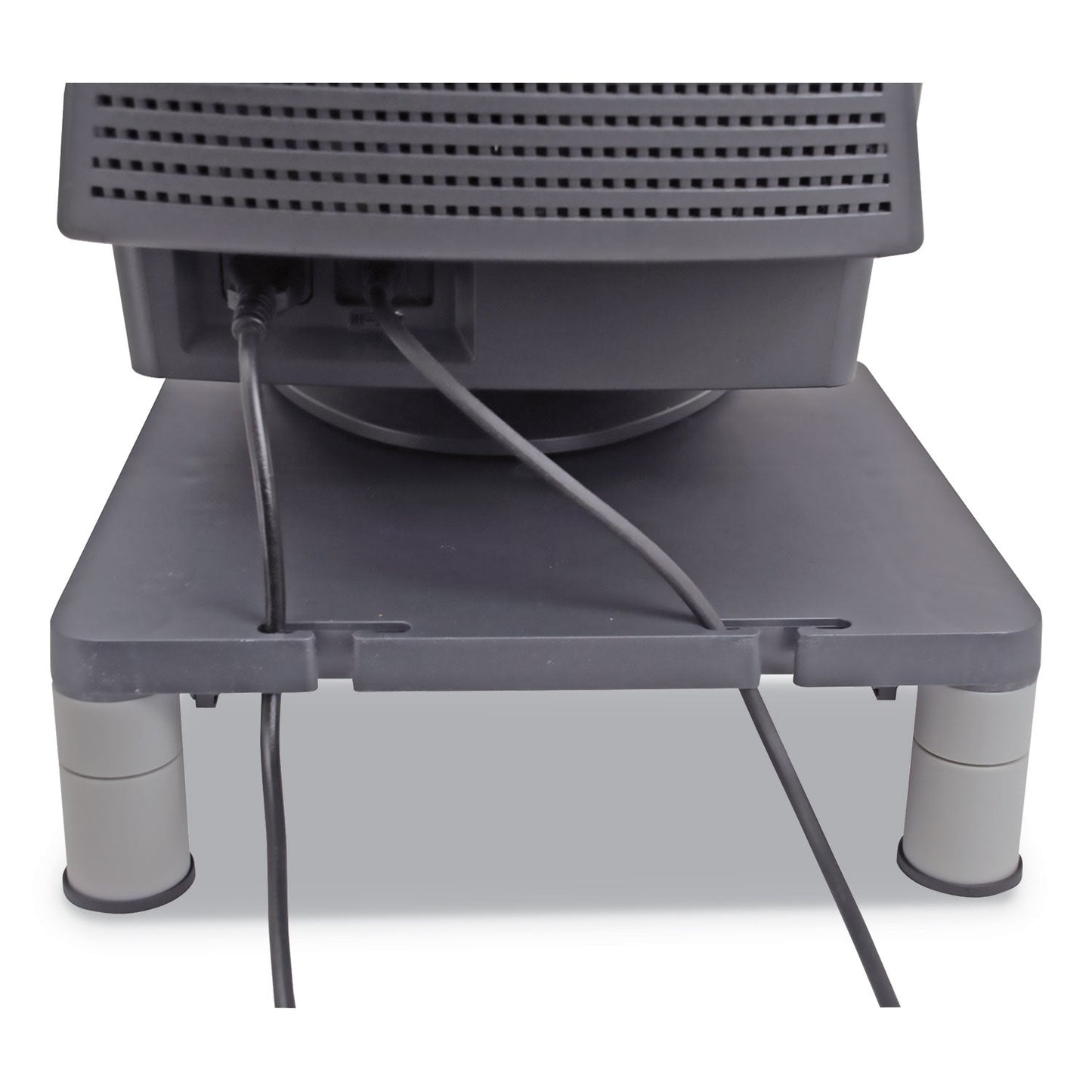 Fellowes Standard Monitor Riser, 13.38" x 13.63" x 2" to 4", Graphite, Supports 60 lbs