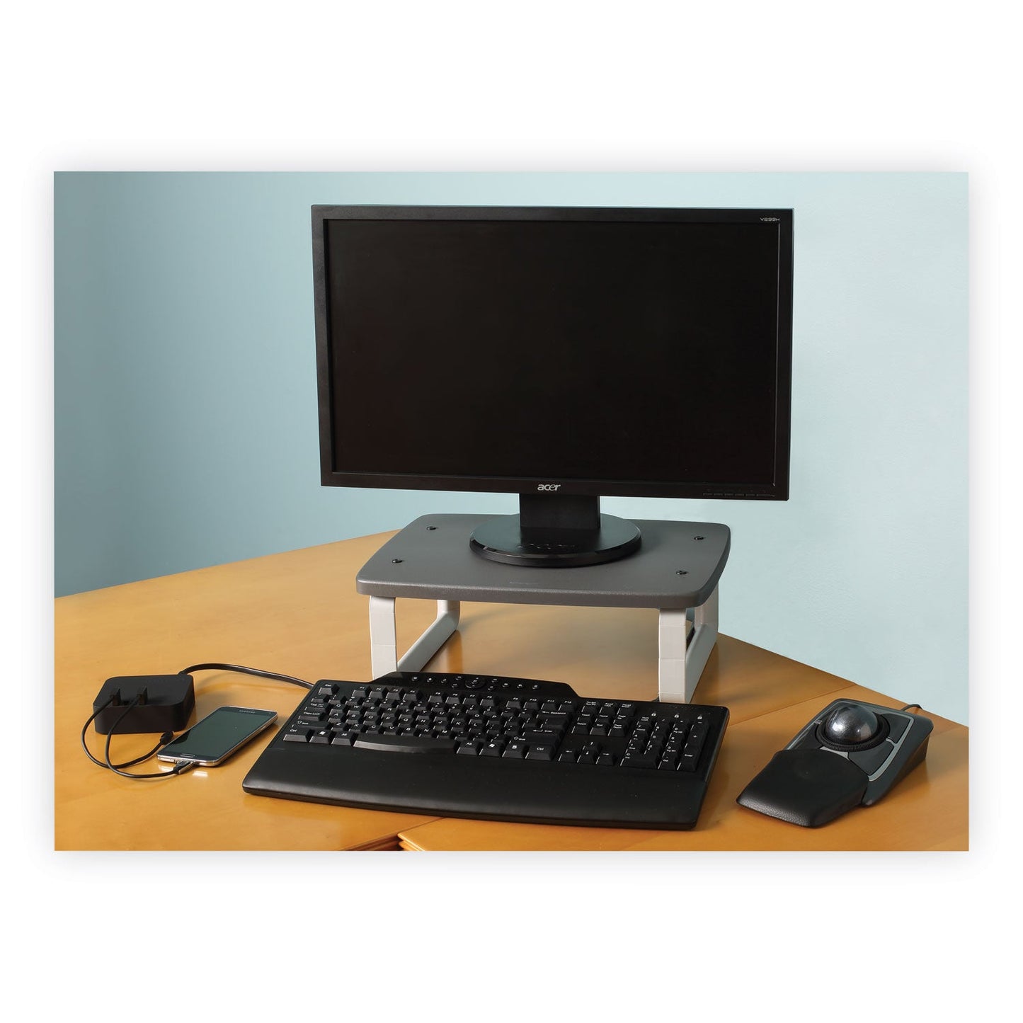 Kensington SmartFit Monitor Stand Plus, 16.2" x 2.2" x 3" to 6", Black, Supports 80 lbs