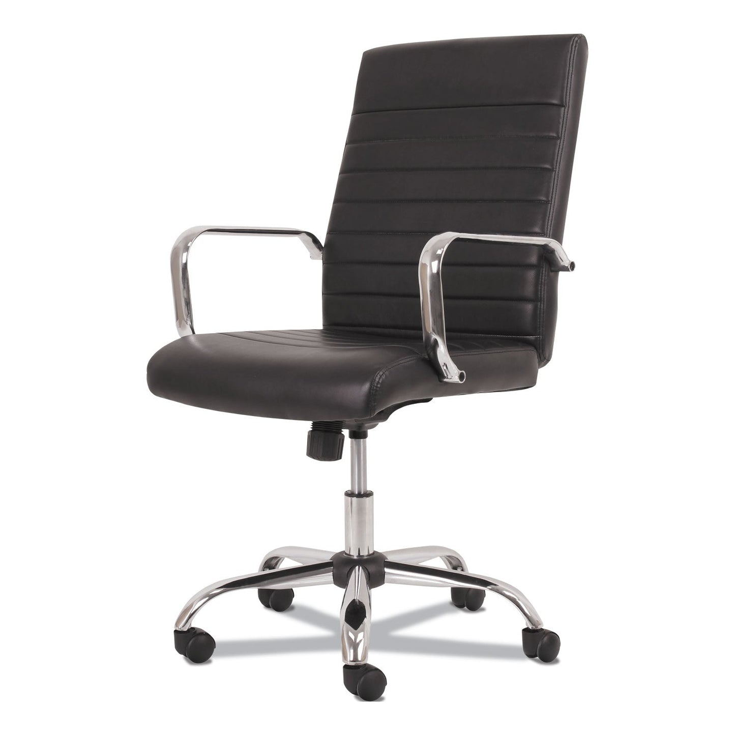 Sadie 5-Eleven Mid-Back Executive Chair, Supports Up to 250 lb, 17.1" to 20" Seat Height, Black Seat/Back, Chrome Base