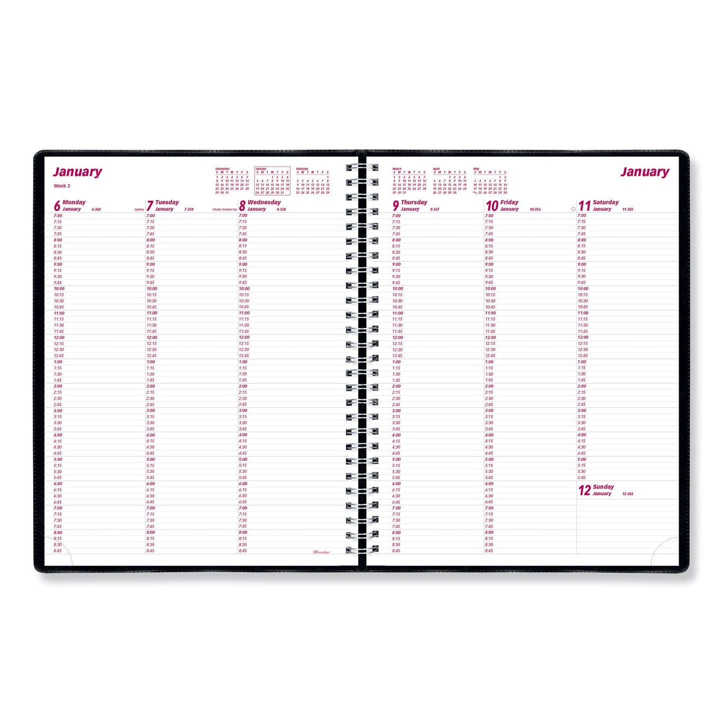 Brownline Essential Collection Weekly Appointment Book in Columnar Format, 11 x 8.5, Black Cover, 12-Month (Jan to Dec): 2023