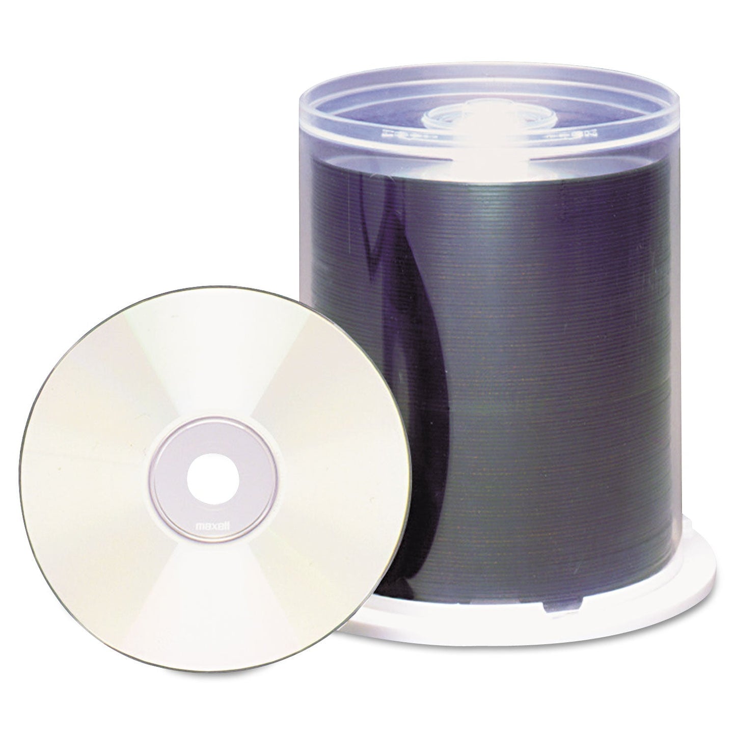 Maxell CD-R Printable Recordable Disc, 700 MB/80 min, 48x, Spindle, Matte White, 100/Pack
