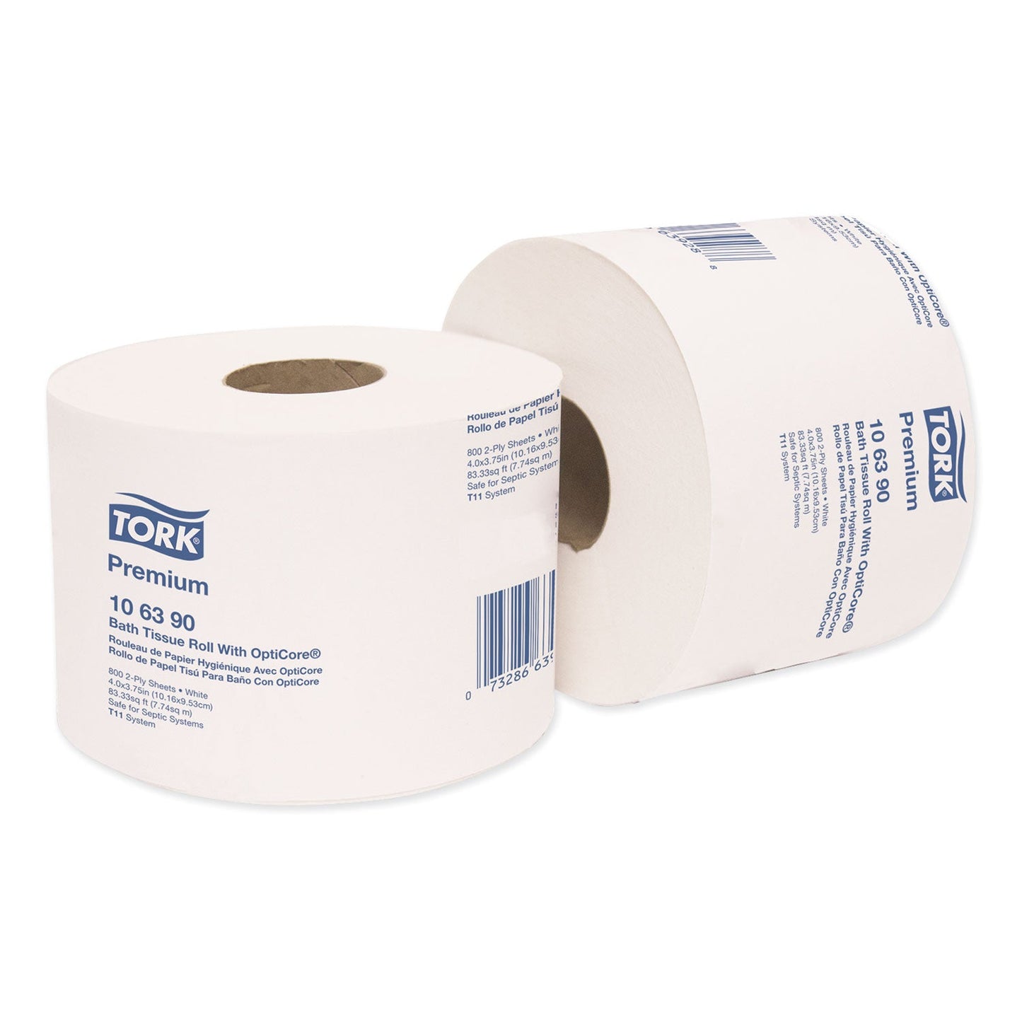 Tork Premium Bath Tissue Roll with OptiCore, Septic Safe, 2-Ply, White, 800 Sheets/Roll, 36/Carton
