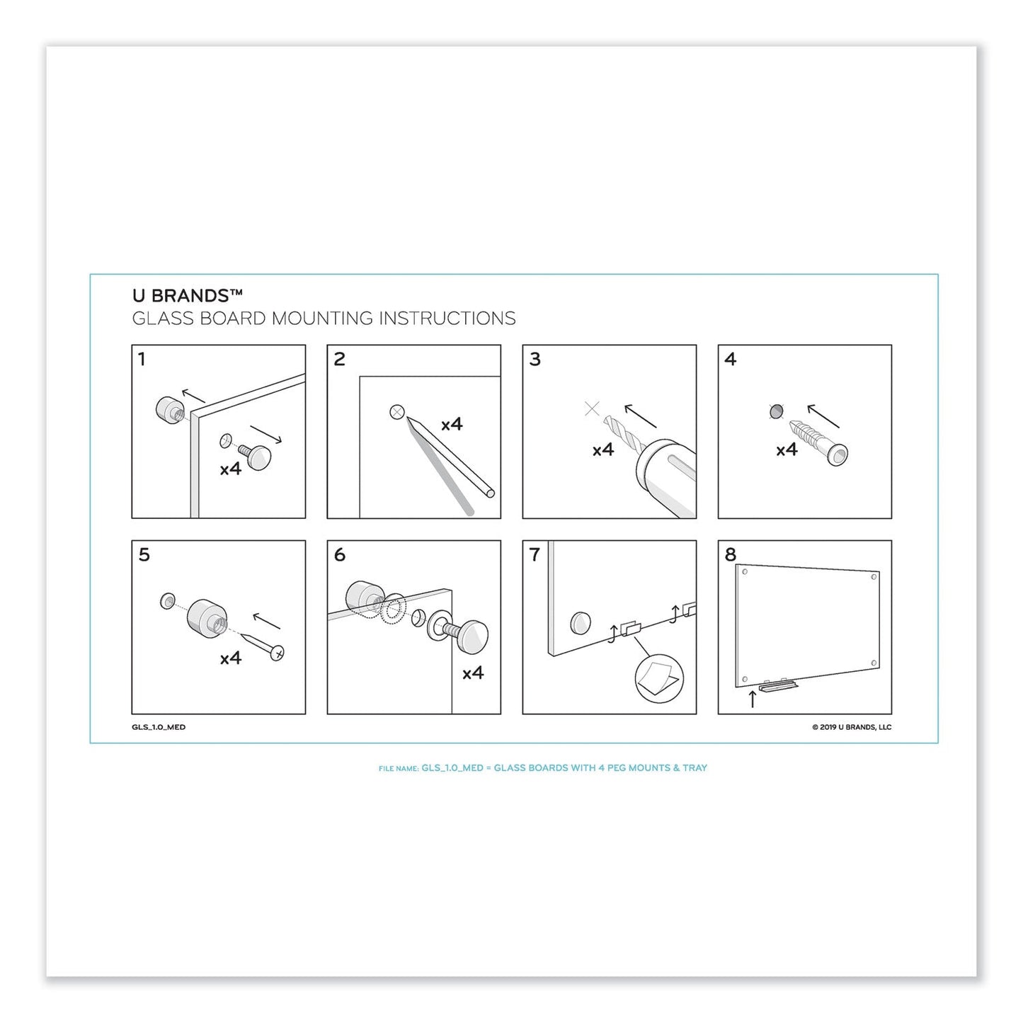U Brands Magnetic Glass Dry Erase Board Value Pack, 36 x 24, White