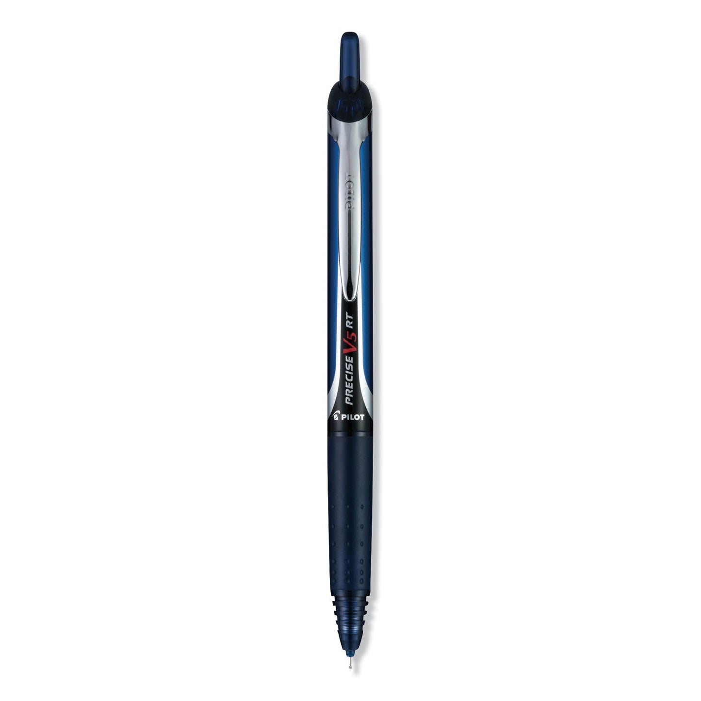 Pilot Precise V5RT Roller Ball Pen, Retractable, Extra-Fine 0.5 mm, Navy Ink, Navy Barrel, Dozen