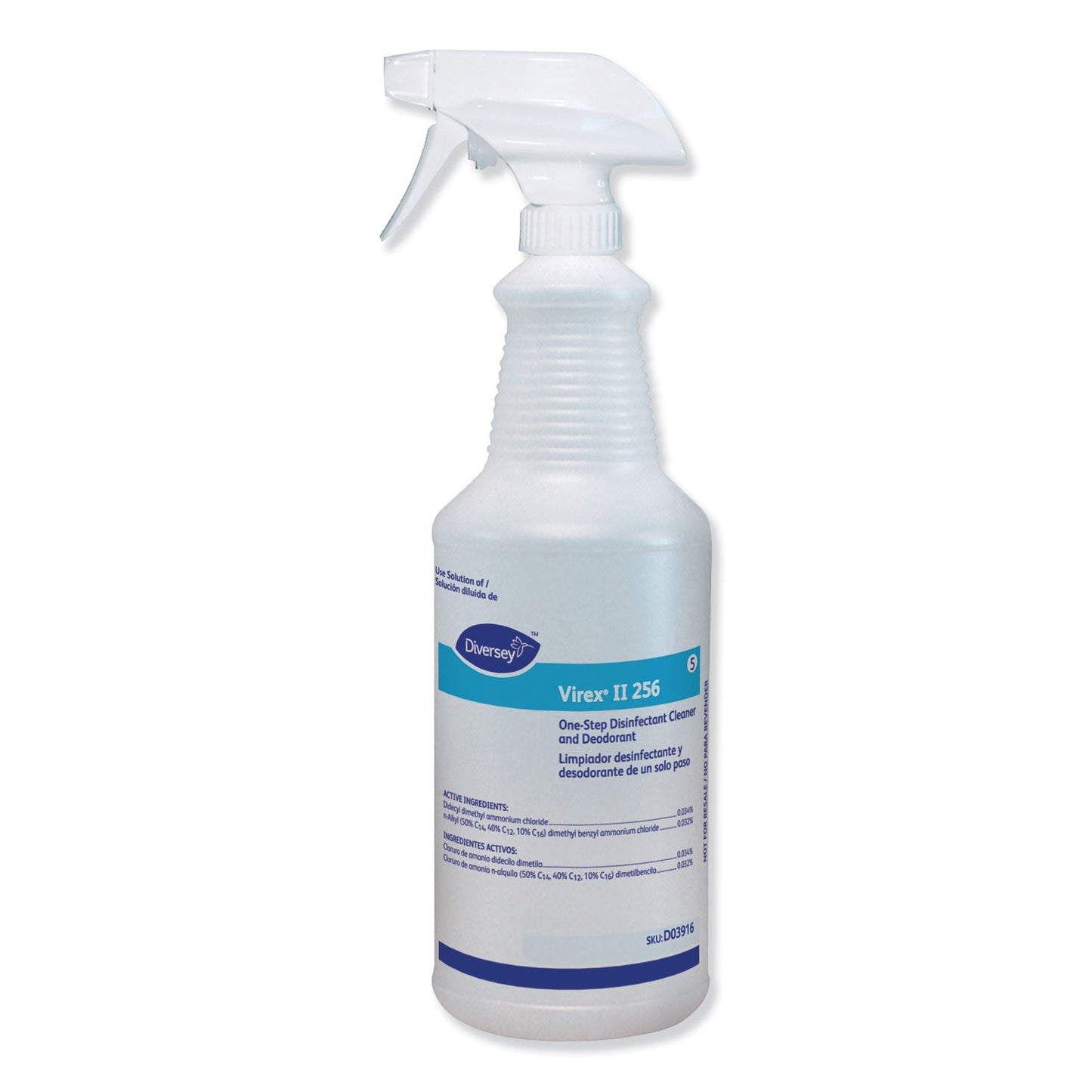 Diversey Virex II 256 Empty Spray Bottle, 32 oz, Clear, 12/Carton