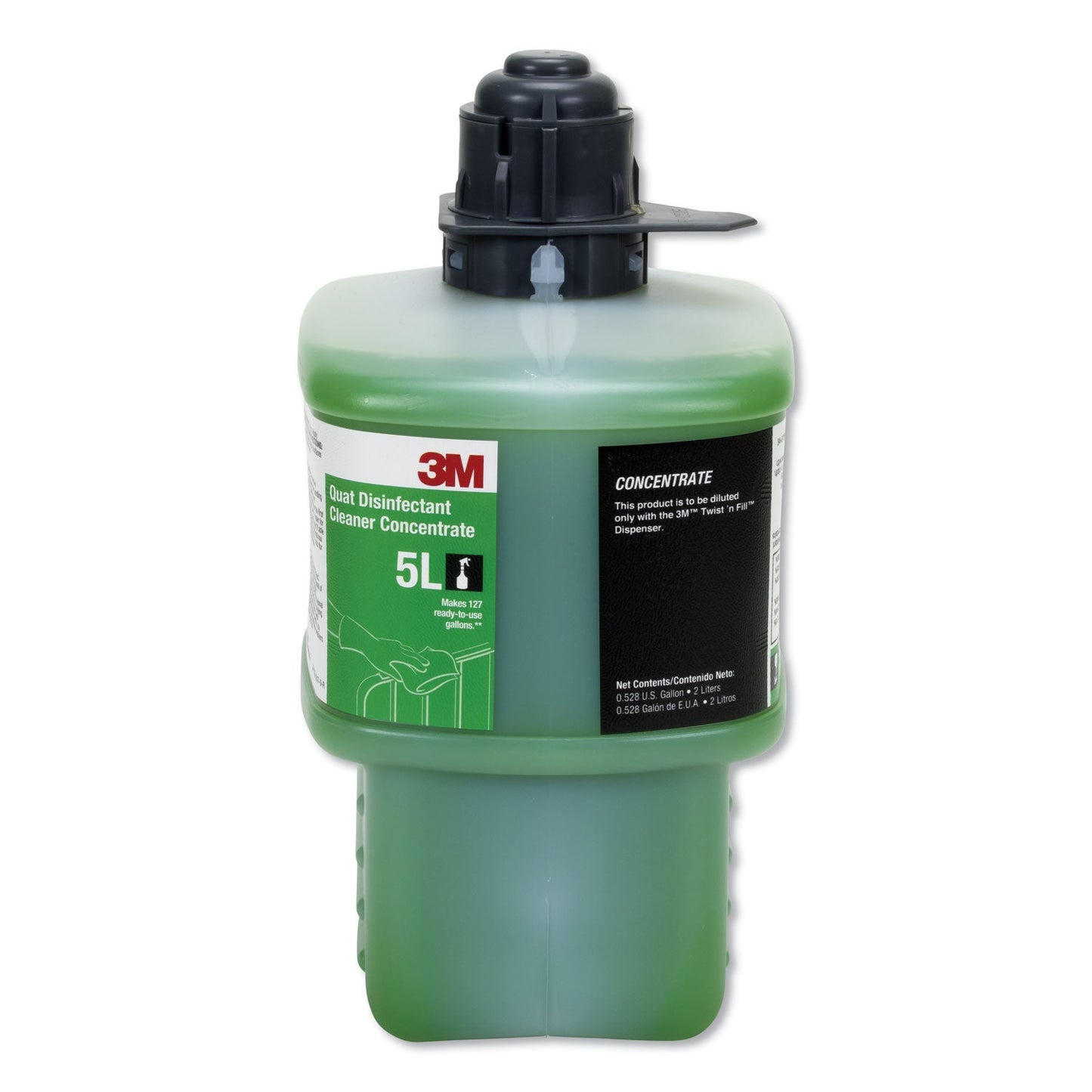 3M Quat Disinfectant Cleaner Concentrate, Fresh Scent, 0.53 gal Bottle, 6/Carton