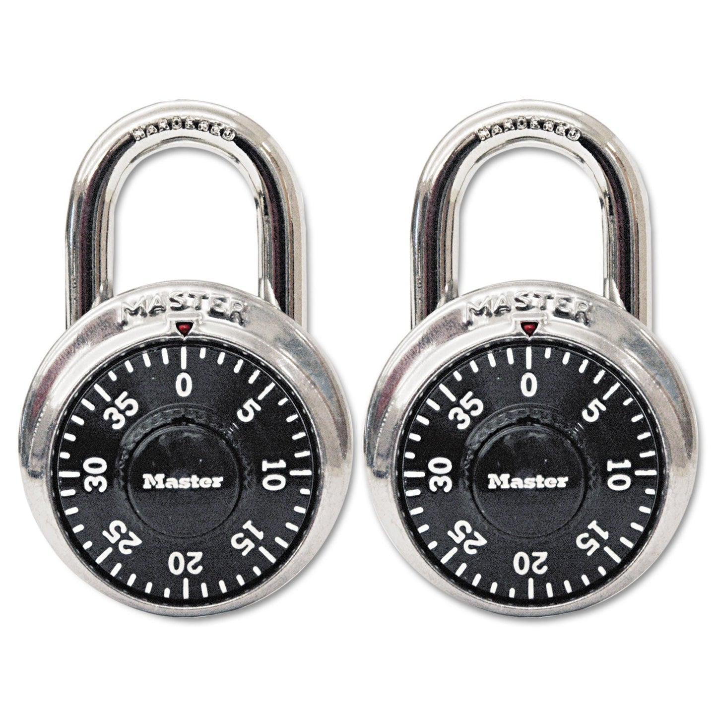 Master Lock Combination Lock, Stainless Steel, 1.87" Wide, Silver/Black, 2/Pack
