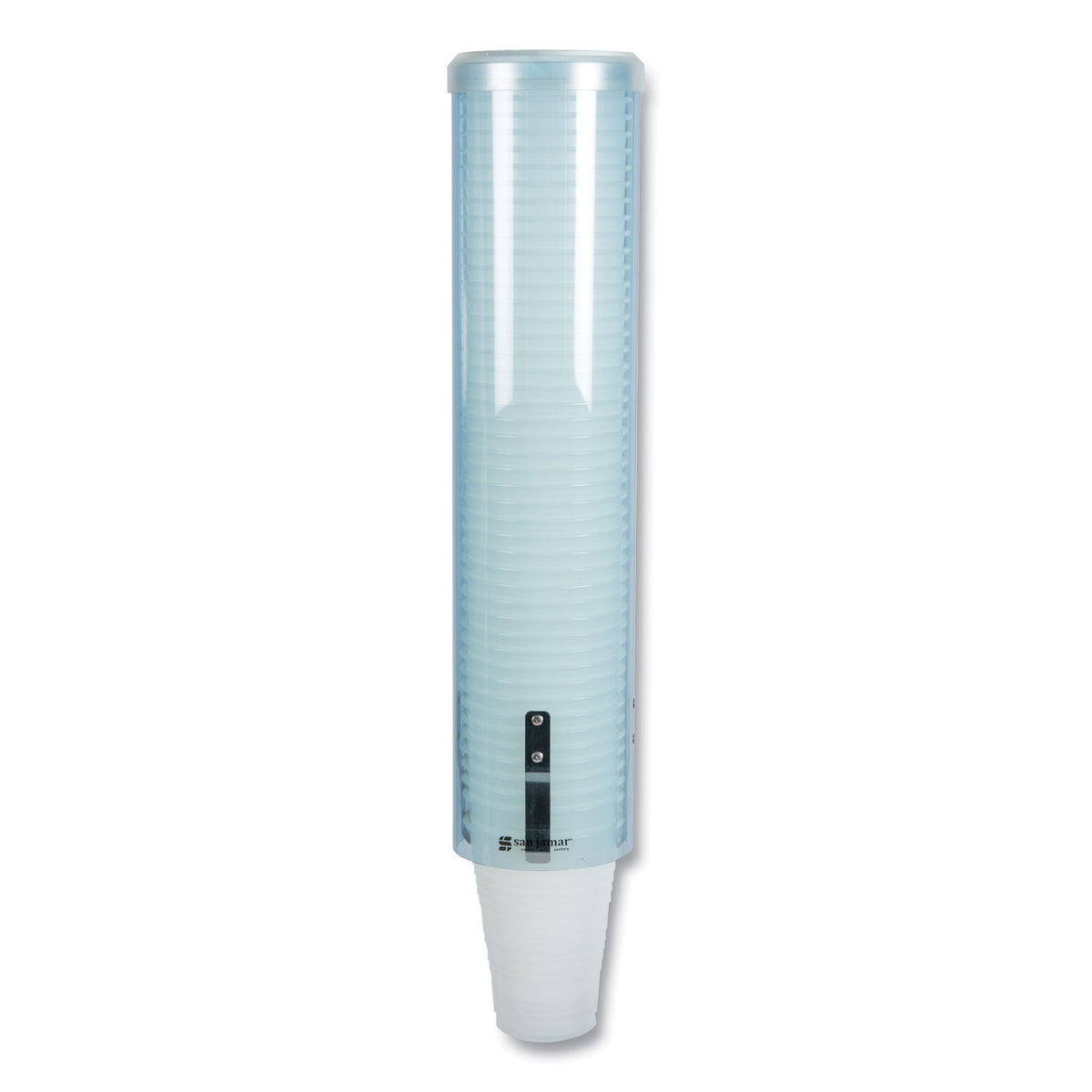 San Jamar Large Pull-Type Water Cup Dispenser, For 12 oz Cups, Translucent Blue