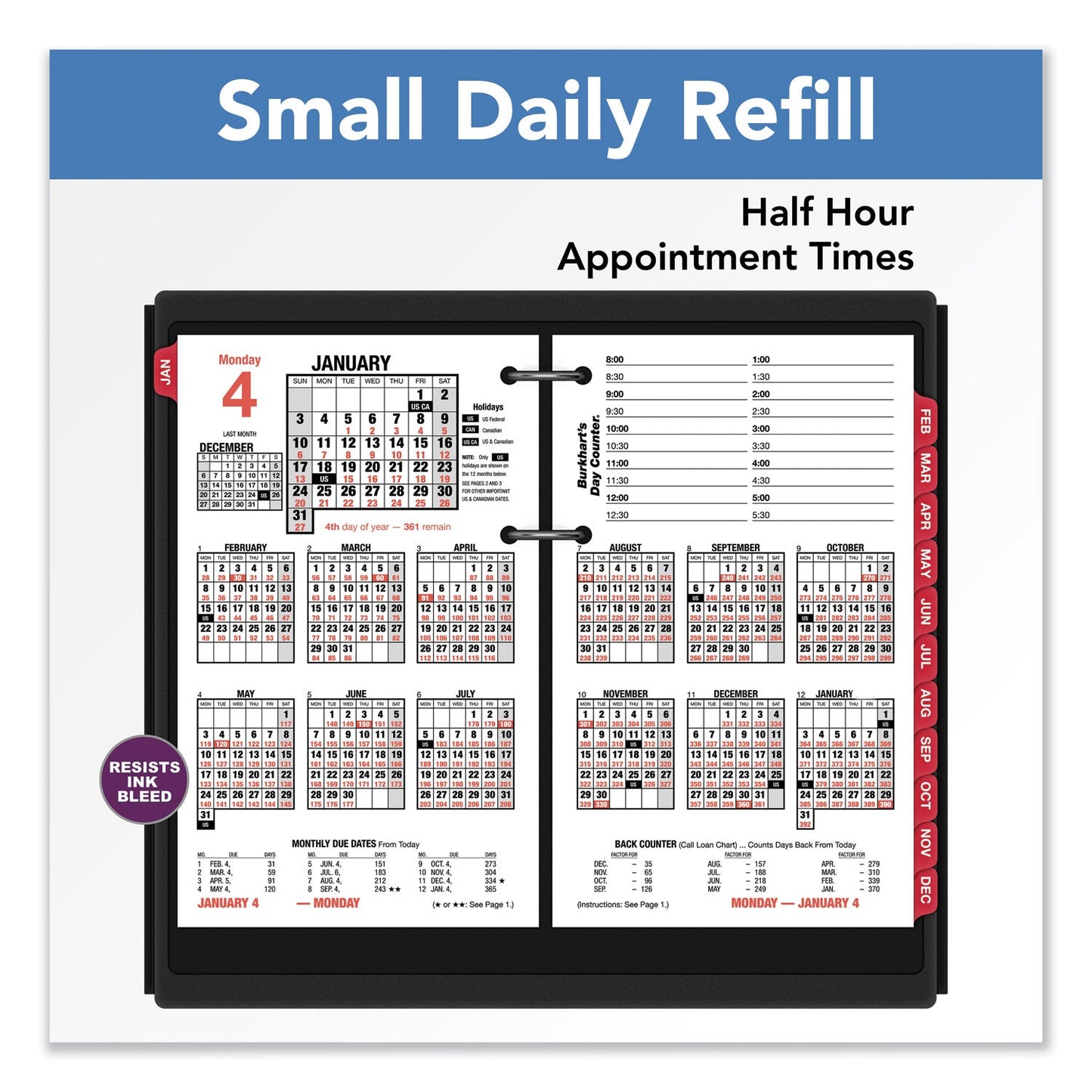 AT-A-GLANCE Burkhart's Day Counter Desk Calendar Refill, 4.5 x 7.38, White Sheets, 2023
