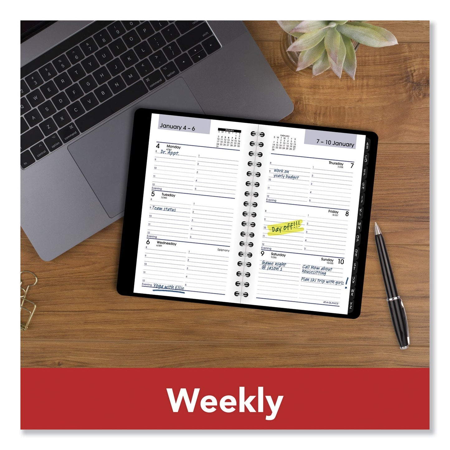 AT-A-GLANCE DayMinder Weekly Pocket Appointment Book with Telephone/Address Section, 6 x 3.5, Black Cover, 12-Month (Jan to Dec): 2023