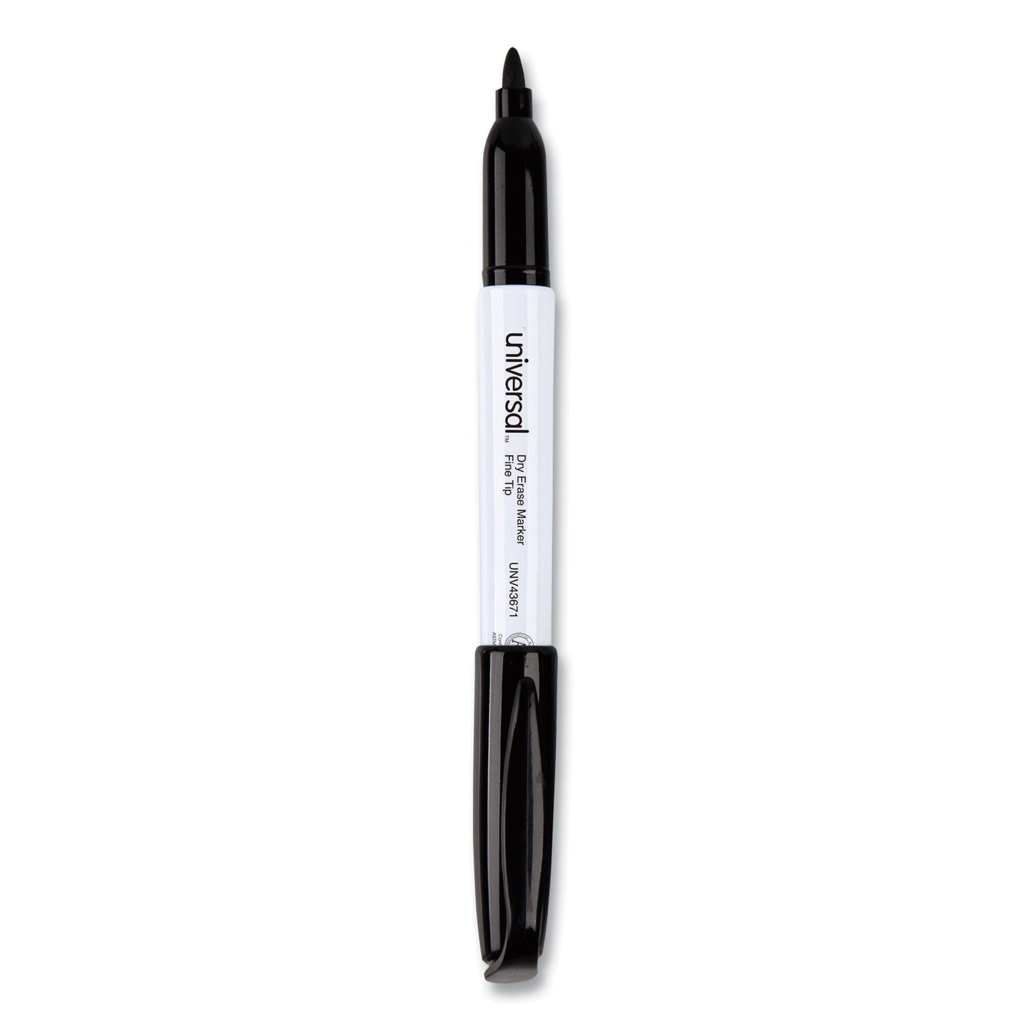 Universal Pen Style Dry Erase Marker, Fine Bullet Tip, Black, Dozen