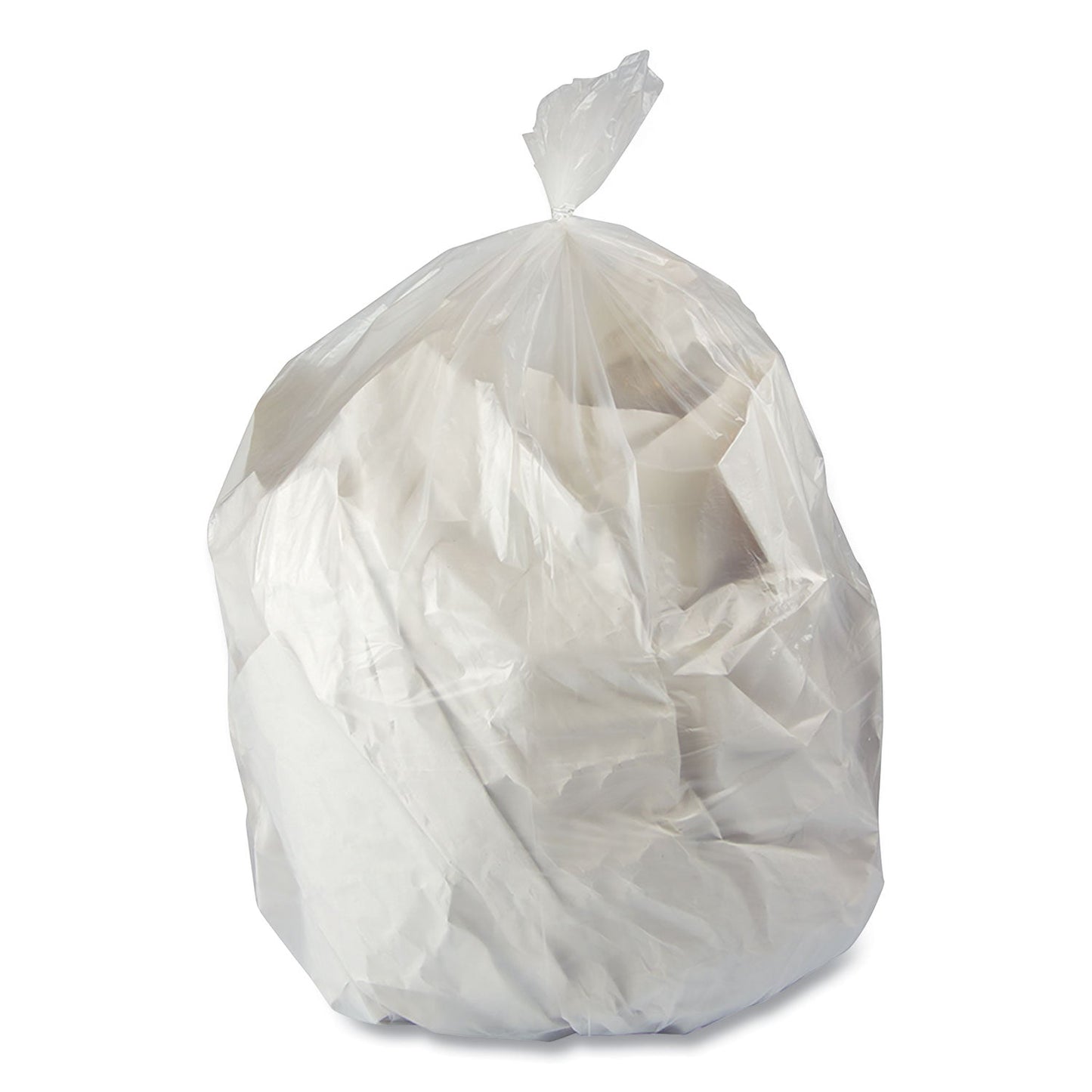 Heritage Linear Low-Density Can Liners, 60 gal, 1 mil, 44 x 56, Clear, 100/Carton