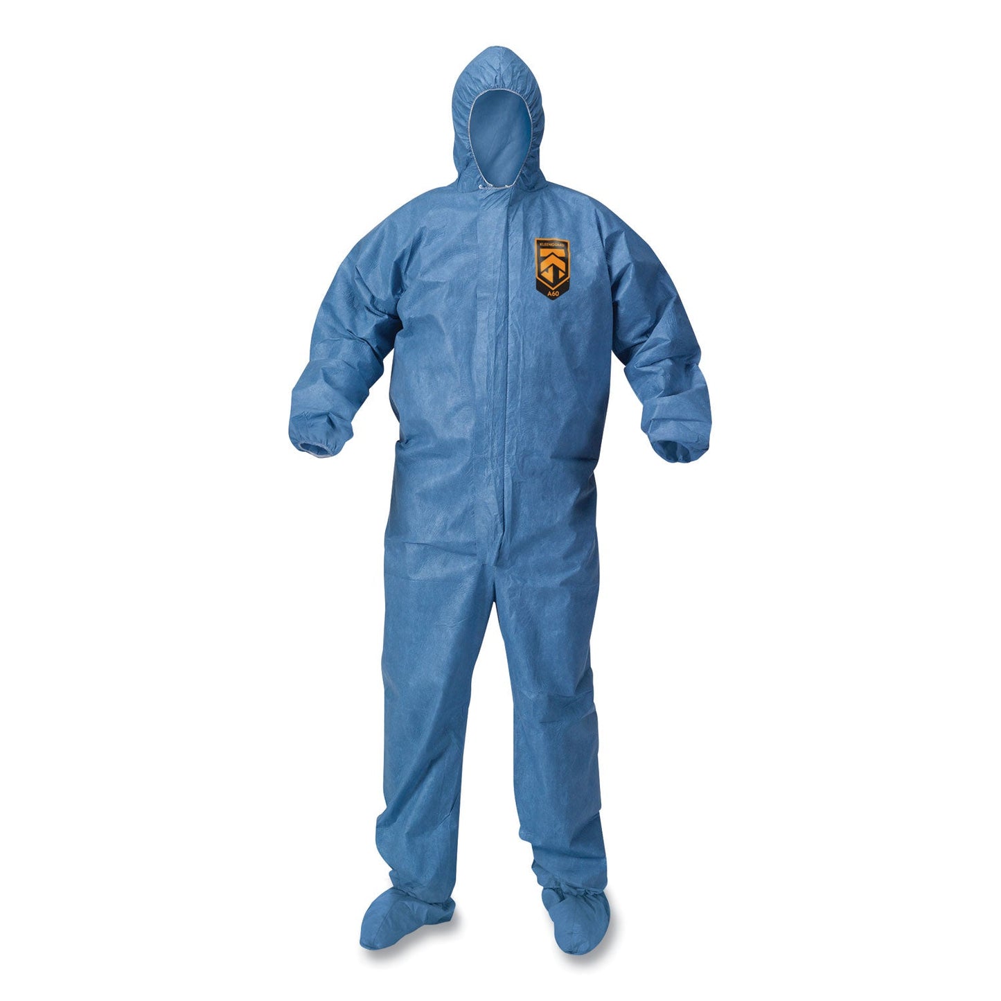 KleenGuard A65 Zipper Front Hood and Boot Flame-Resistant Coveralls, Elastic Wrist and Ankles, 2X-Large,Blue, 25/Carton