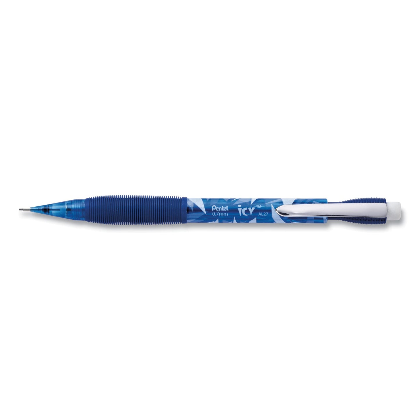 Pentel Icy Mechanical Pencil, 0.7 mm, HB (#2.5), Black Lead, Transparent Blue Barrel, 24/Pack