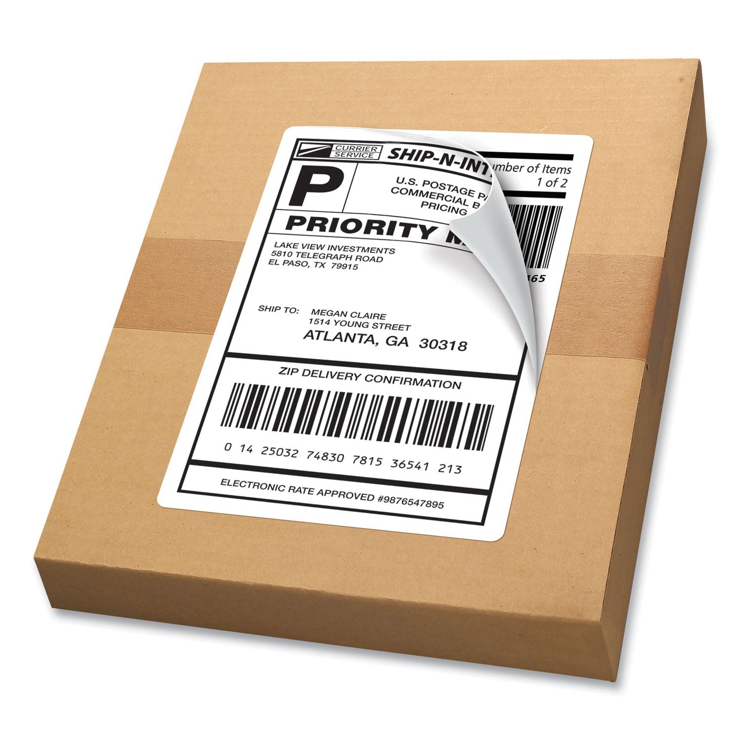 Avery Shipping Labels w/ TrueBlock Technology, Laser Printers, 5.5 x 8.5, White, 2/Sheet, 250 Sheets/Box