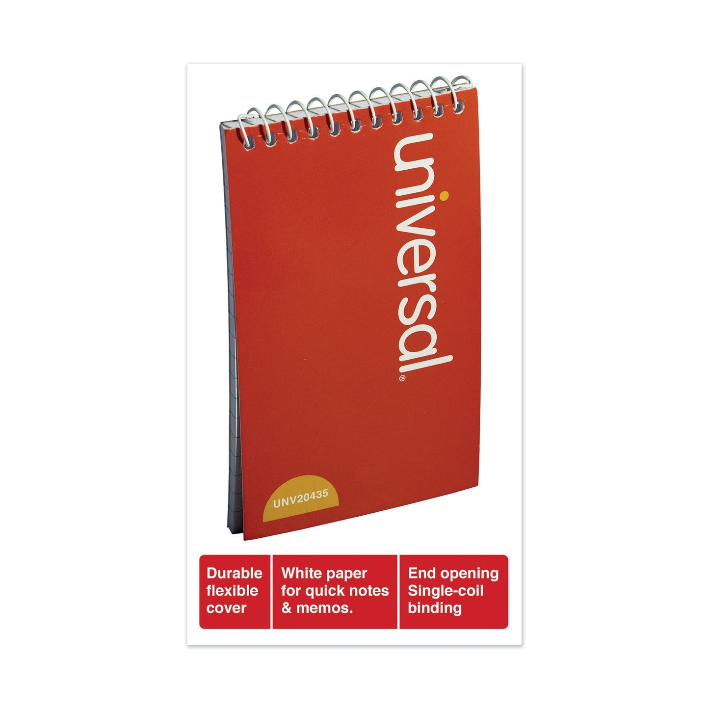 Universal Wirebound Memo Pad with Coil-Lock Wire Binding, Narrow Rule, Orange Cover, 50 White 3 x 5 Sheets, 12/Pack
