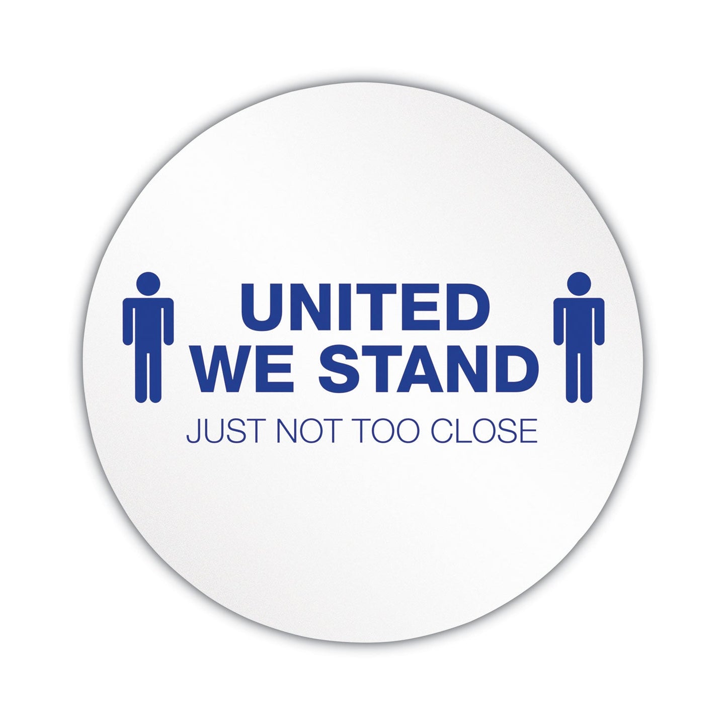 deflecto Personal Spacing Discs, United We Stand, 20" dia, White/Blue, 50/Carton