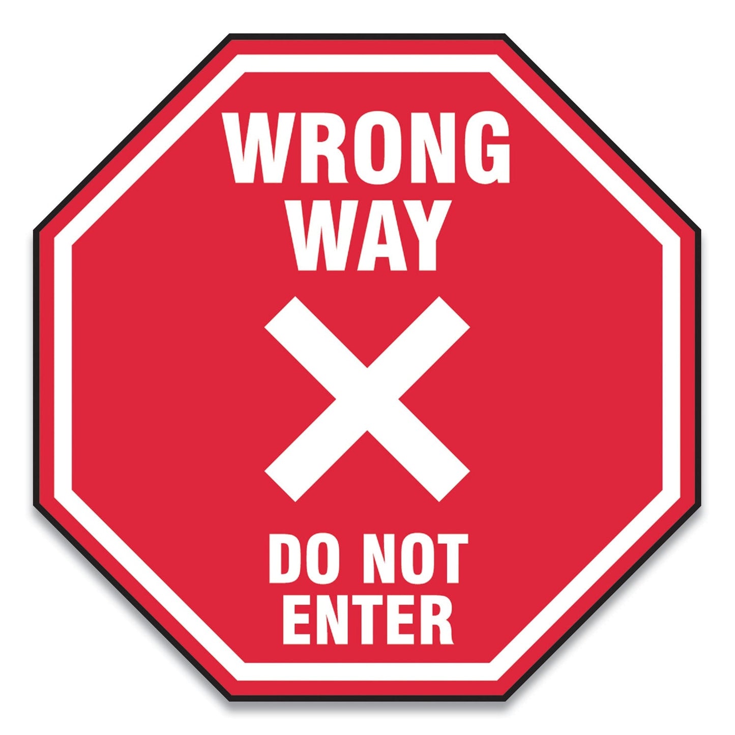 Accuform Slip-Gard Social Distance Floor Signs, 12 x 12, "Wrong Way Do Not Enter", Red, 25/Pack
