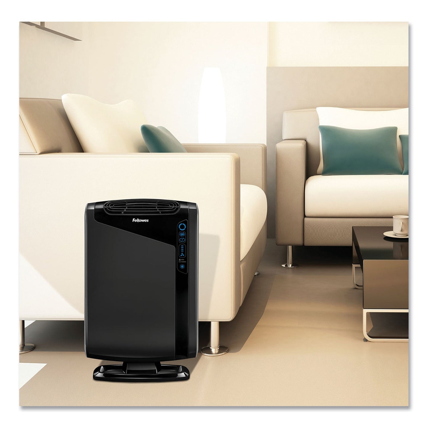 Fellowes HEPA and Carbon Filtration Air Purifiers, 300 to 600 sq ft Room Capacity, Black