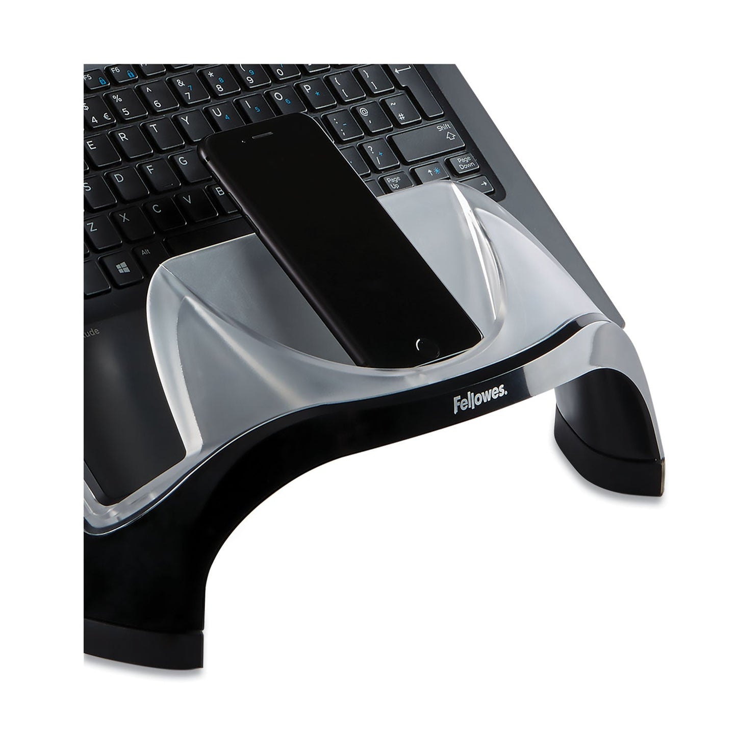Fellowes Smart Suites Laptop Riser with USB, 13.13" x 10.63" x 7.5", Black/Clear