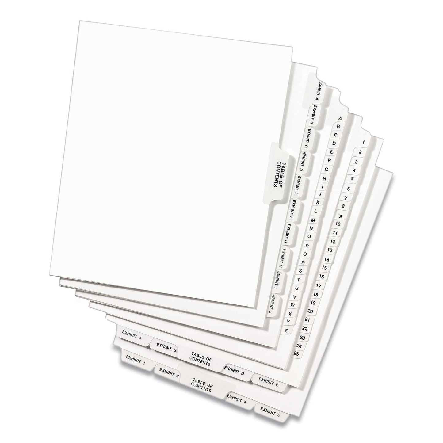 Avery Preprinted Legal Exhibit Side Tab Index Dividers, Avery Style, 10-Tab, 5, 11 x 8.5, White, 25/Pack