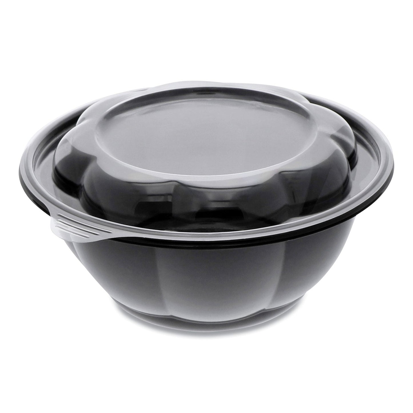 Pactiv Evergreen Roseware Bowl, 80 oz, 9.75" Diameter x 9h", Black Base/Clear Lid, Plastic, 252/Carton