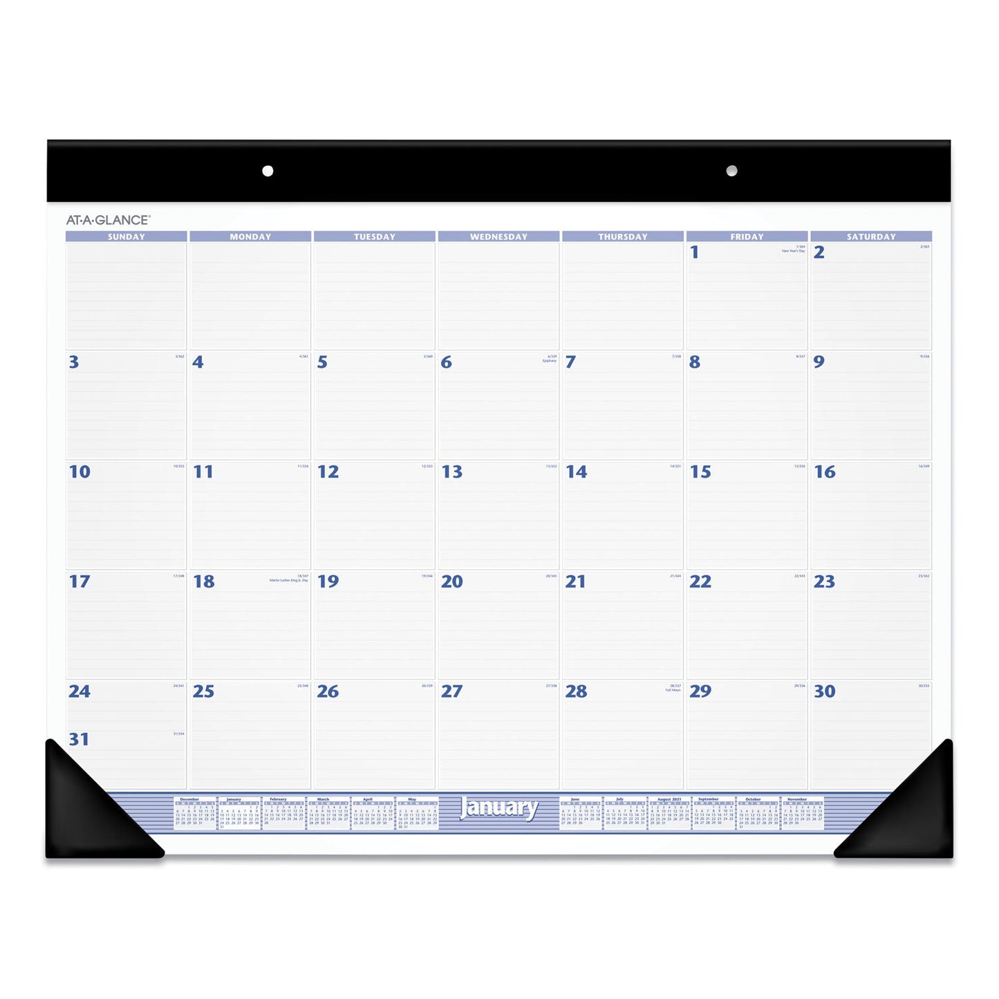 AT-A-GLANCE Desk Pad, 24 x 19, White Sheets, Black Binding, Black Corners, 12-Month (Jan to Dec): 2023