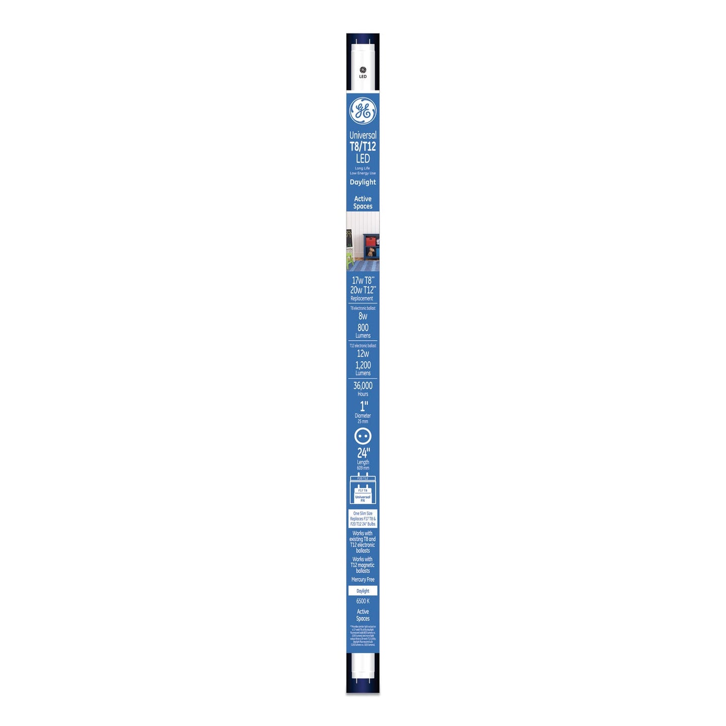 GE 24" T8/T12, 20 W, T8 Tube, Daylight, 6/Carton