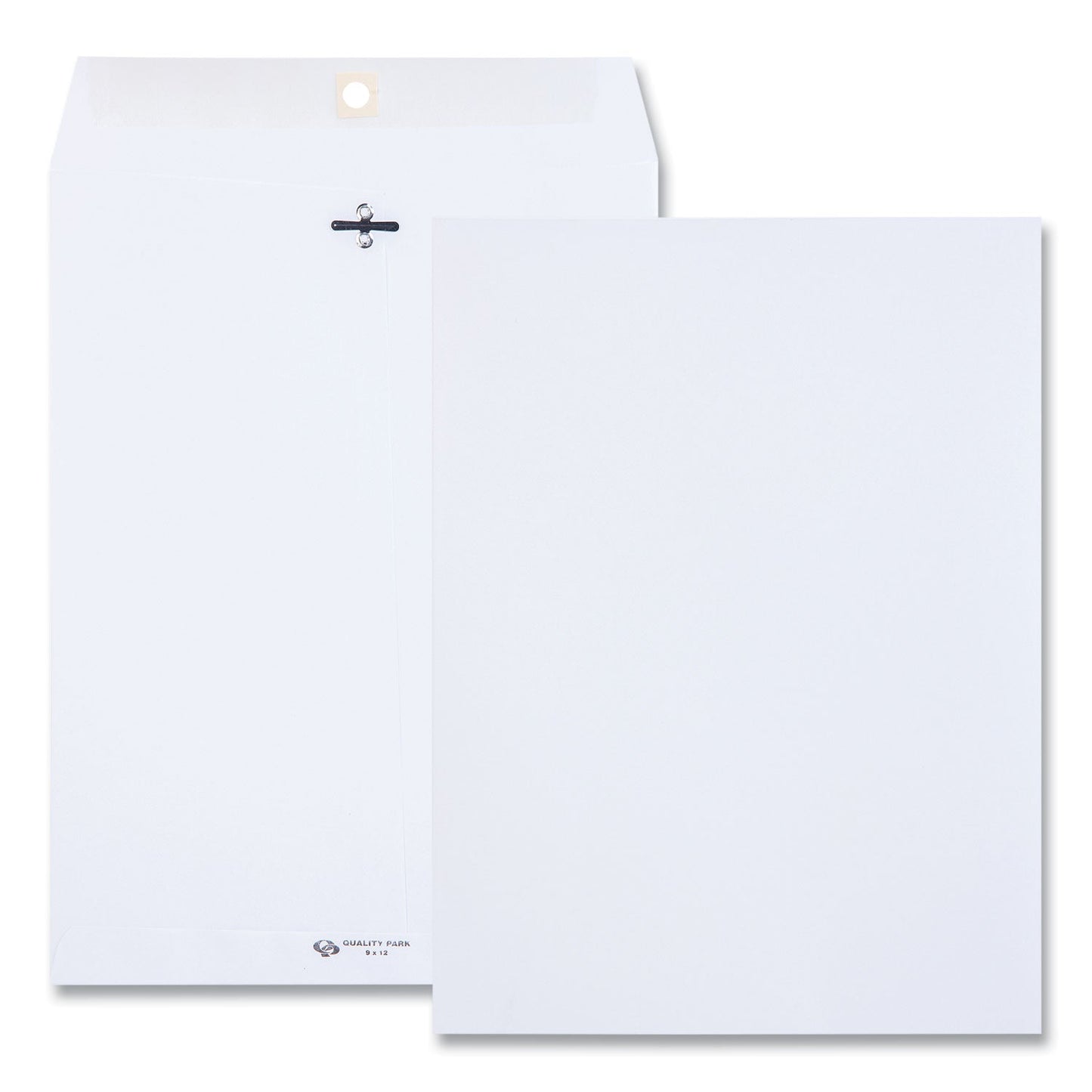 Quality Park Clasp Envelope, 28 lb Bond Weight Paper, #90, Square Flap, Clasp/Gummed Closure, 9 x 12, White, 100/Box