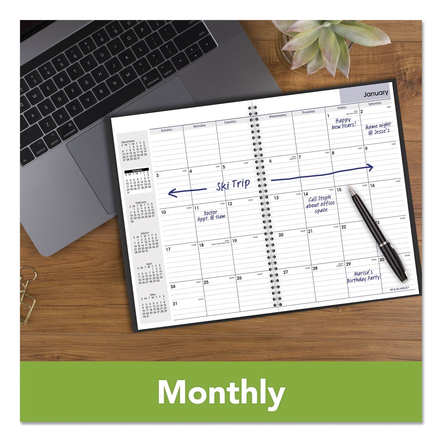 AT-A-GLANCE DayMinder Monthly Planner, Ruled Blocks, 12 x 8, Black Cover, 14-Month (Dec to Jan): 2022 to 2024
