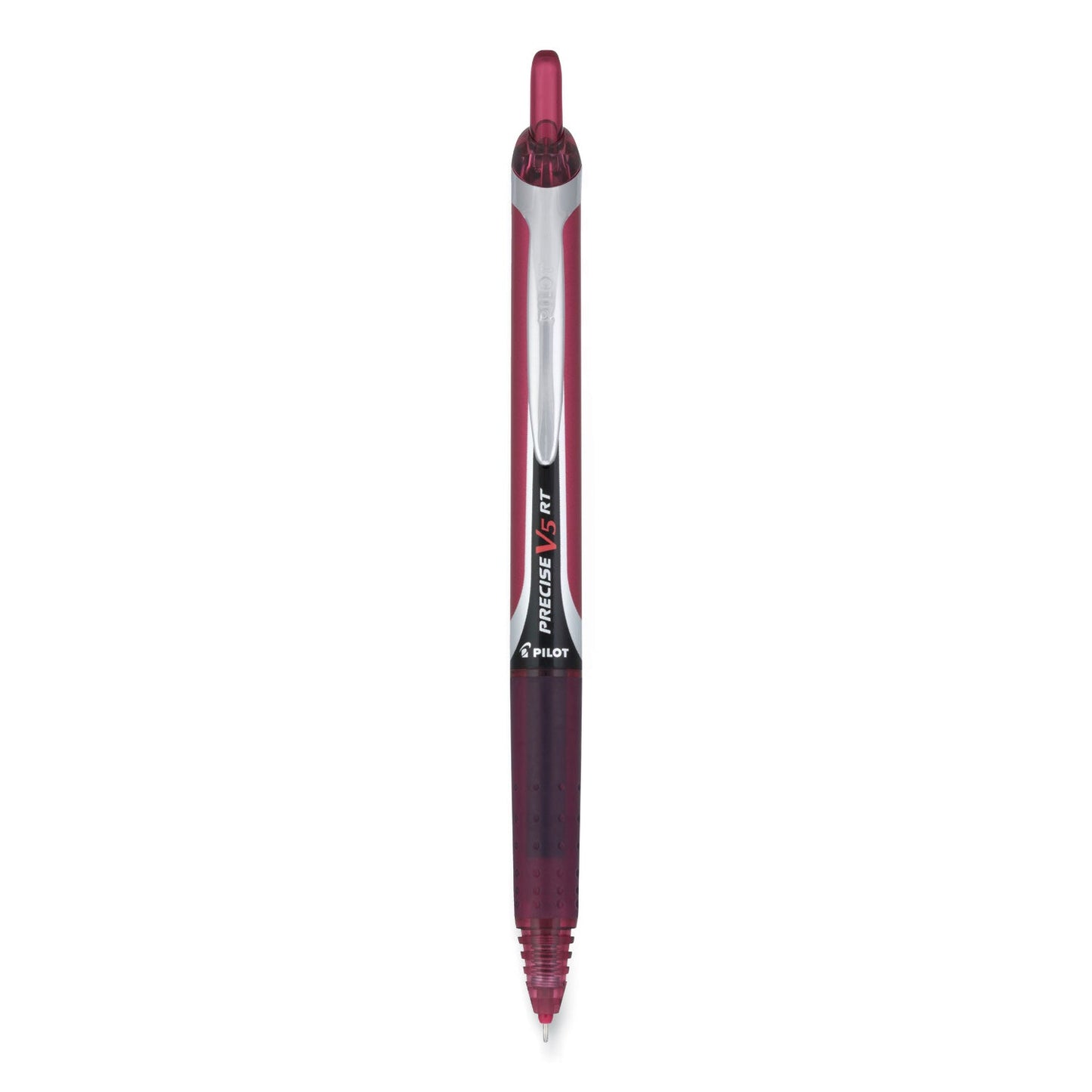 Pilot Precise V5RT Roller Ball Pen, Retractable, Extra-Fine 0.5 mm, Burgundy Ink, Burgundy/Silver Barrel, Dozen