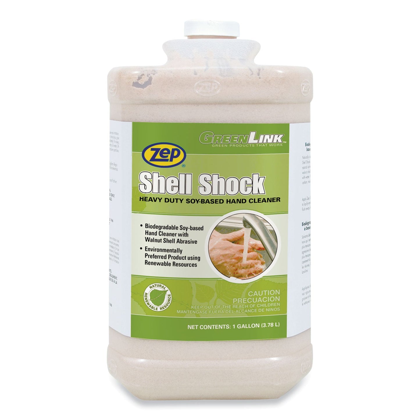 Zep Shell Shock Heavy Duty Soy-Based Hand Cleaner, Cinnamon, 1 gal Bottle, 4/Carton