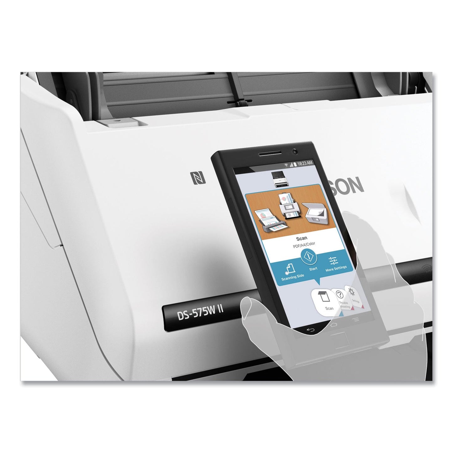 Epson DS-575W II Wireless Color Duplex Document Scanner, 600 dpi Optical Resolution, 50-Sheet Duplex Auto Document Feeder