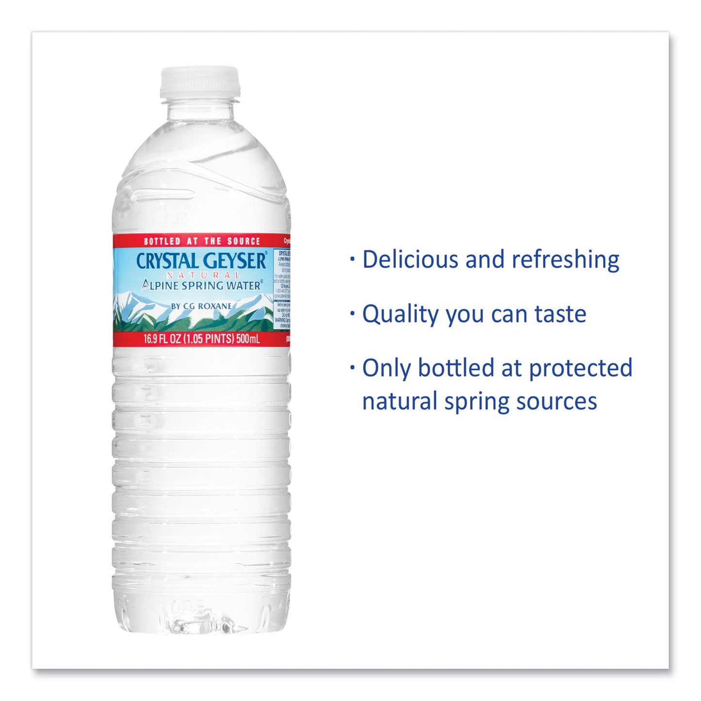 Crystal Geyser Natural Alpine Spring Water, 16.9 oz Bottle, 35/Carton