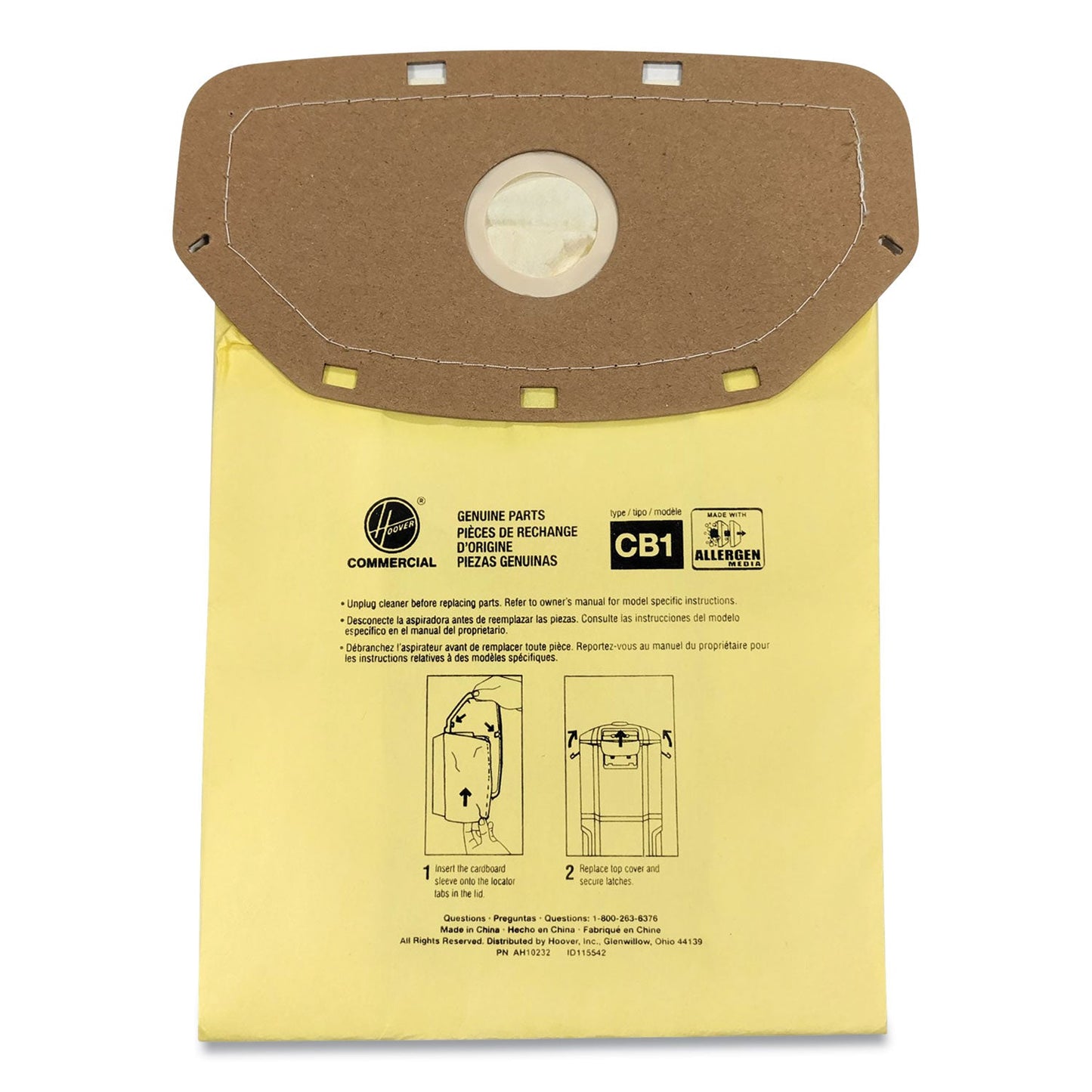 Hoover Disposable Closed Collar Vacuum Bags, Allergen CB1, 10/Pack