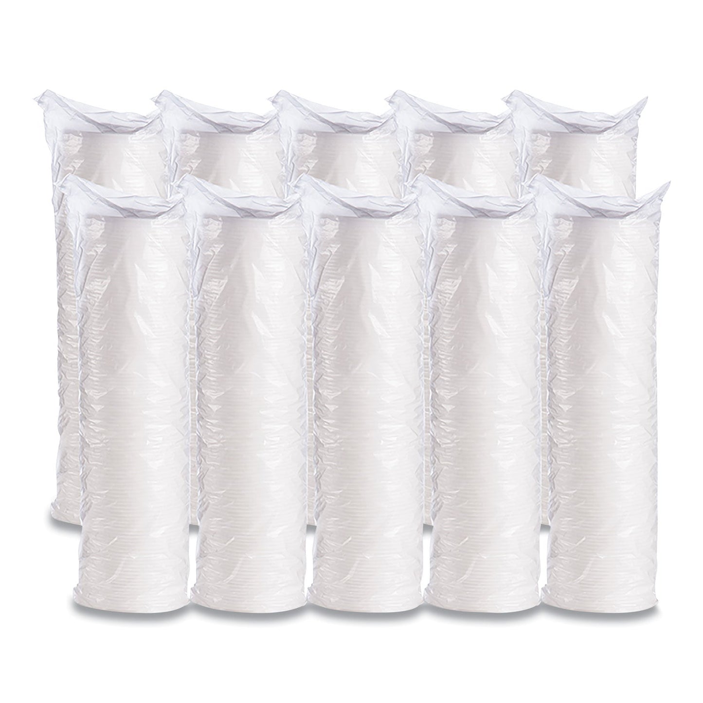 Dart Plastic Lids for Foam Cups, Bowls and Containers, Vented, Fits 6-14 oz, White, 100/Pack, 10 Packs/Carton