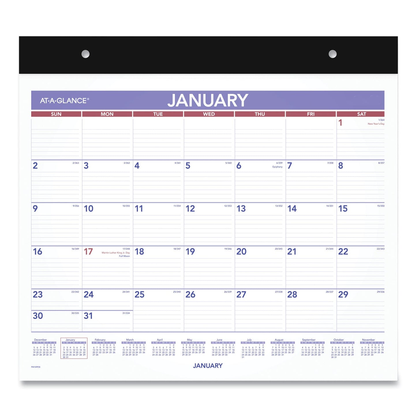 AT-A-GLANCE Repositionable Wall Calendar, 15 x 12, White/Blue/Red Sheets, 12-Month (Jan to Dec): 2023