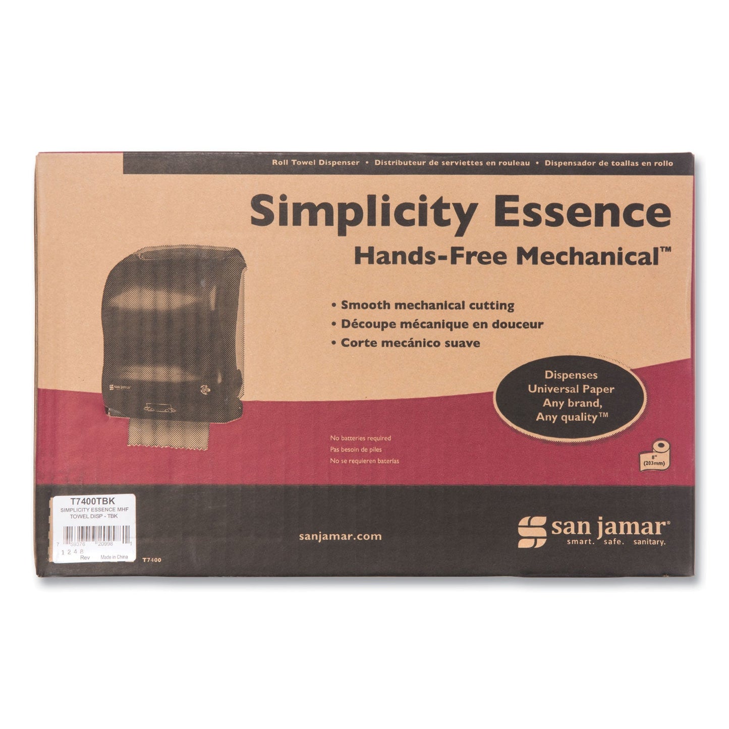 San Jamar Simplicity Mechanical Roll Towel Dispenser, 15.25 x 13 x 10.25, Black